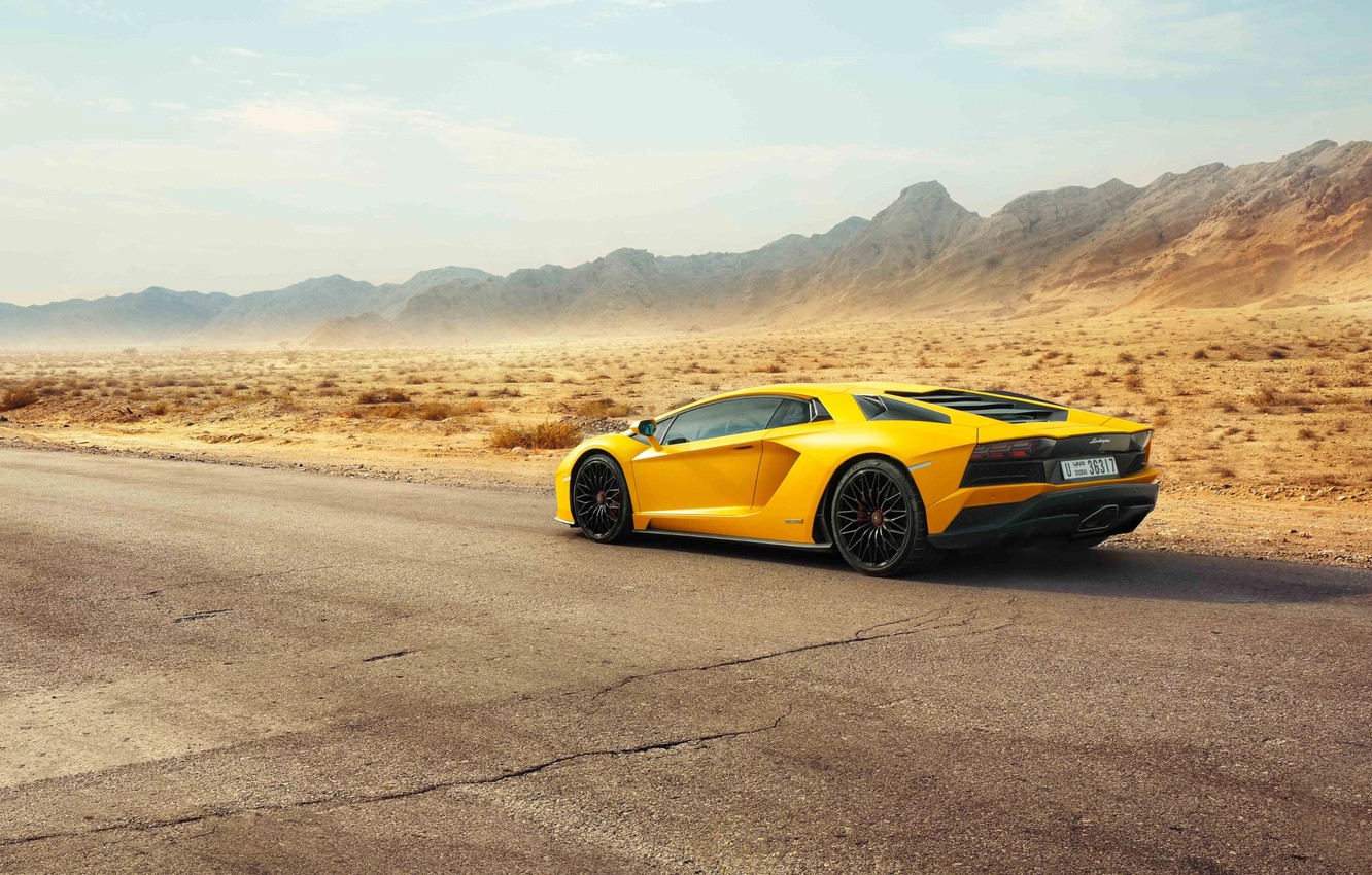 Wallpaper Lamborghini, Dubai, Yellow, Supercar, Rear, Aventador S image for desktop, section lamborghini