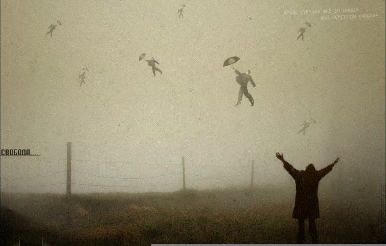 Wallpaper freedom, flight, fog, meaning, nonsense, umbrella, loss image for desktop, section настроения