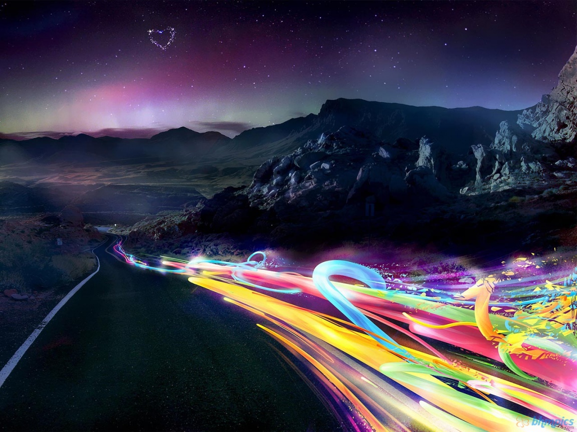 Road & Rainbow Lights wallpaper. Road & Rainbow Lights
