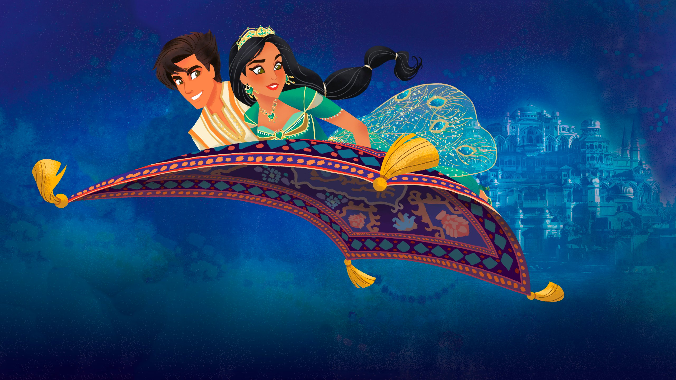 Cartoonish and artistic HD wallpaper of Aladdin 2019 movie