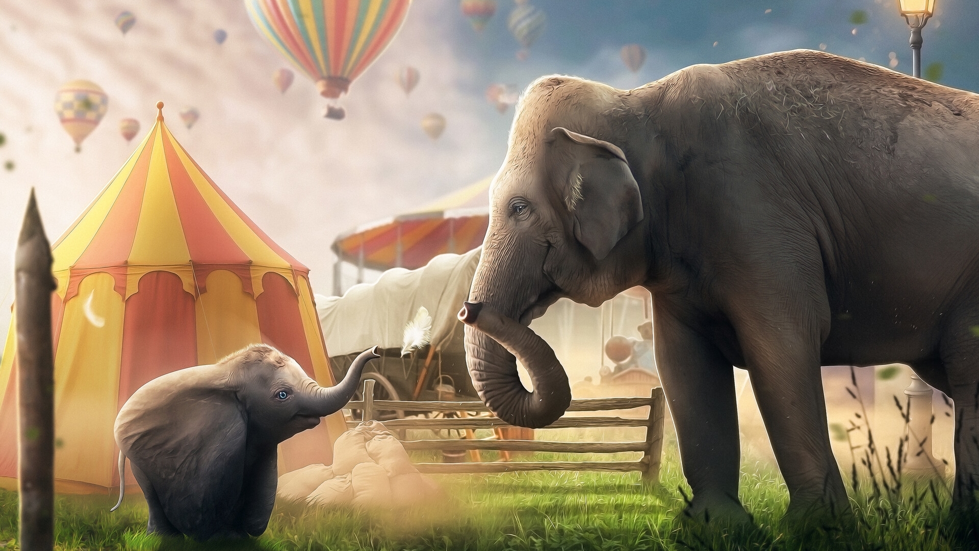 Wallpaper / circus, fanart, fantasy, luminos, dumbo, elephant, hosne qanadelo, disney