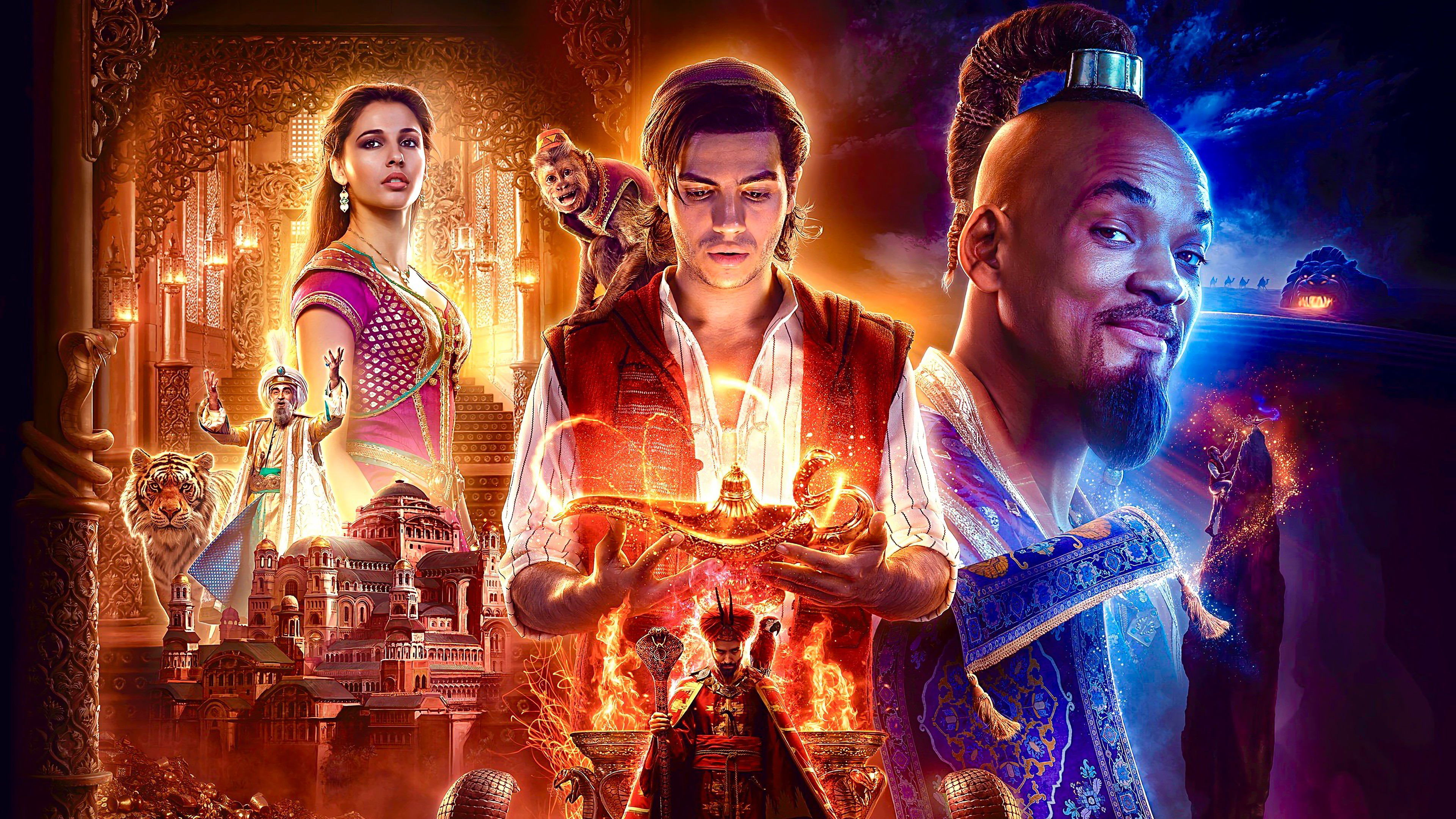 Aladdin, Characters, Cast, 4K wallpaper. Mocah HD Wallpaper