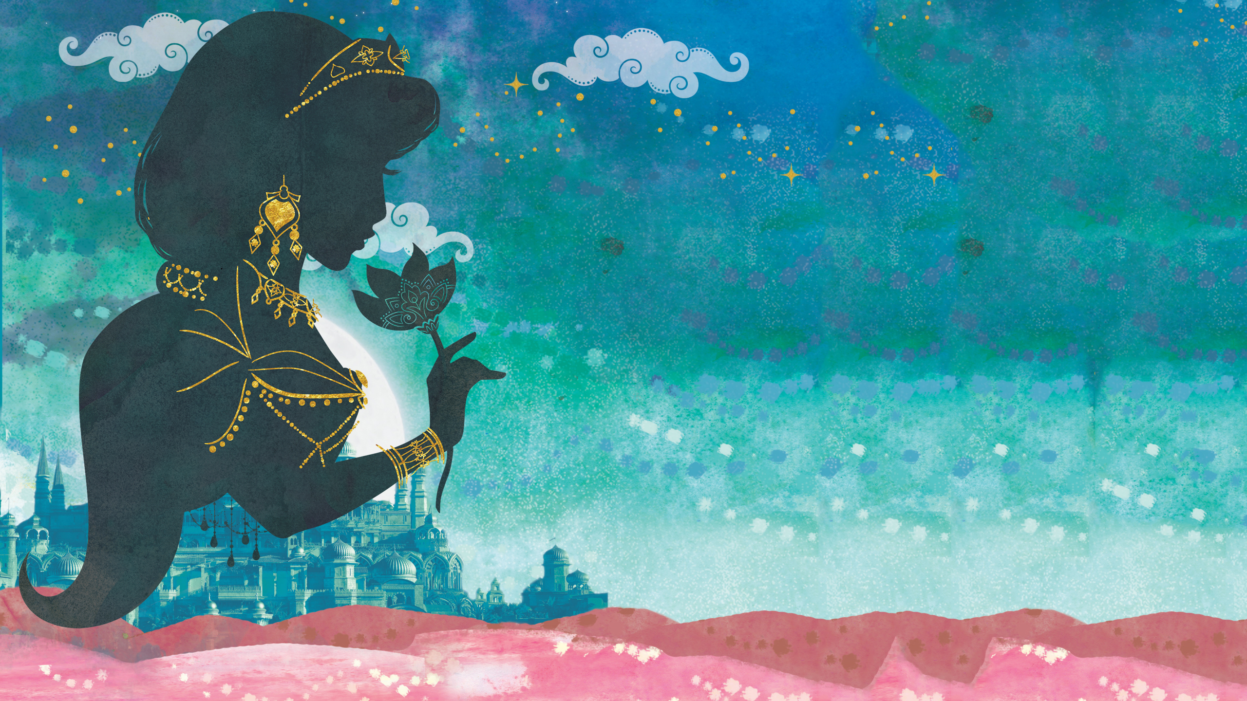 Cartoonish and artistic HD wallpaper of Aladdin 2019 movie
