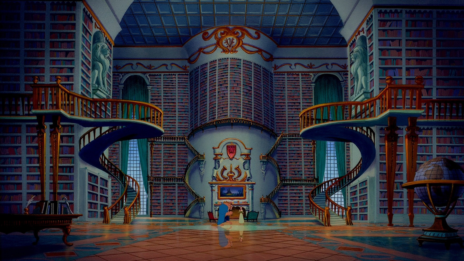 movies library disney beauty and the beast 1920x1080 wallpaper