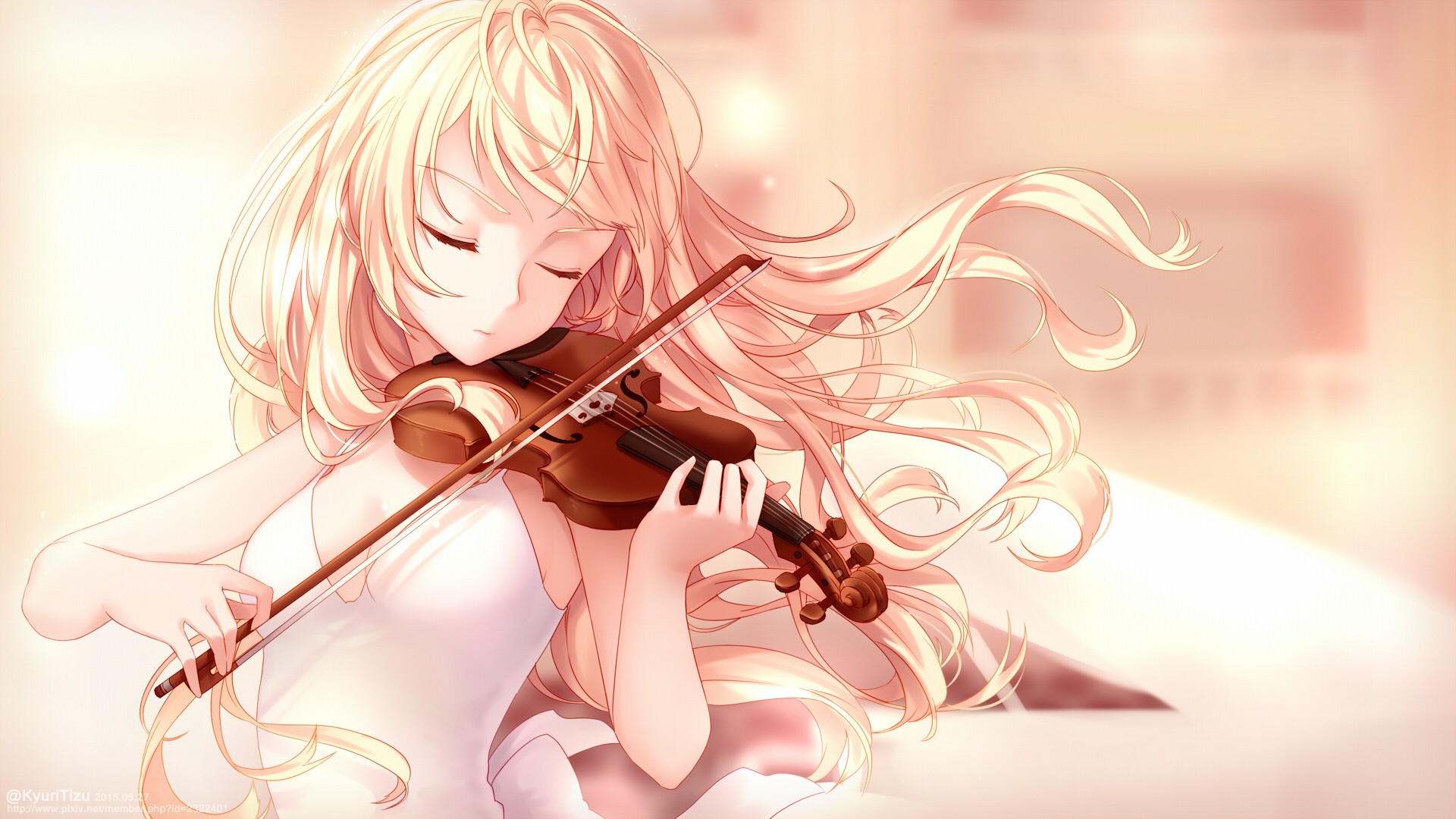 #violin, #anime, #blonde, #anime girls, #Miyazono Kaori, #Shigatsu wa Kimi no Uso, wallpaper. Mocah HD Wallpaper