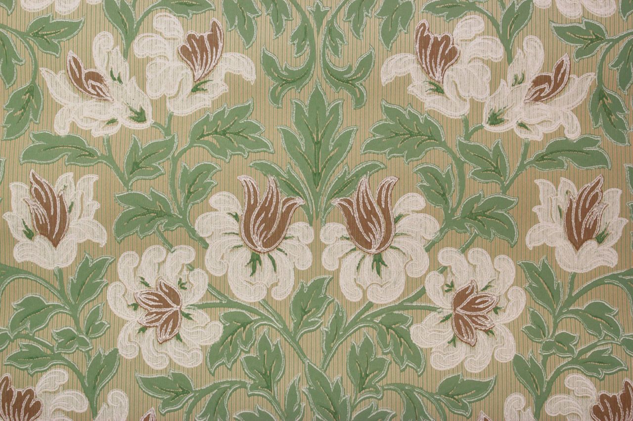 1930s Vintage Wallpaper White and Brown Flowers. Vintage wallpaper, Brown flowers, Wallpaper vintage