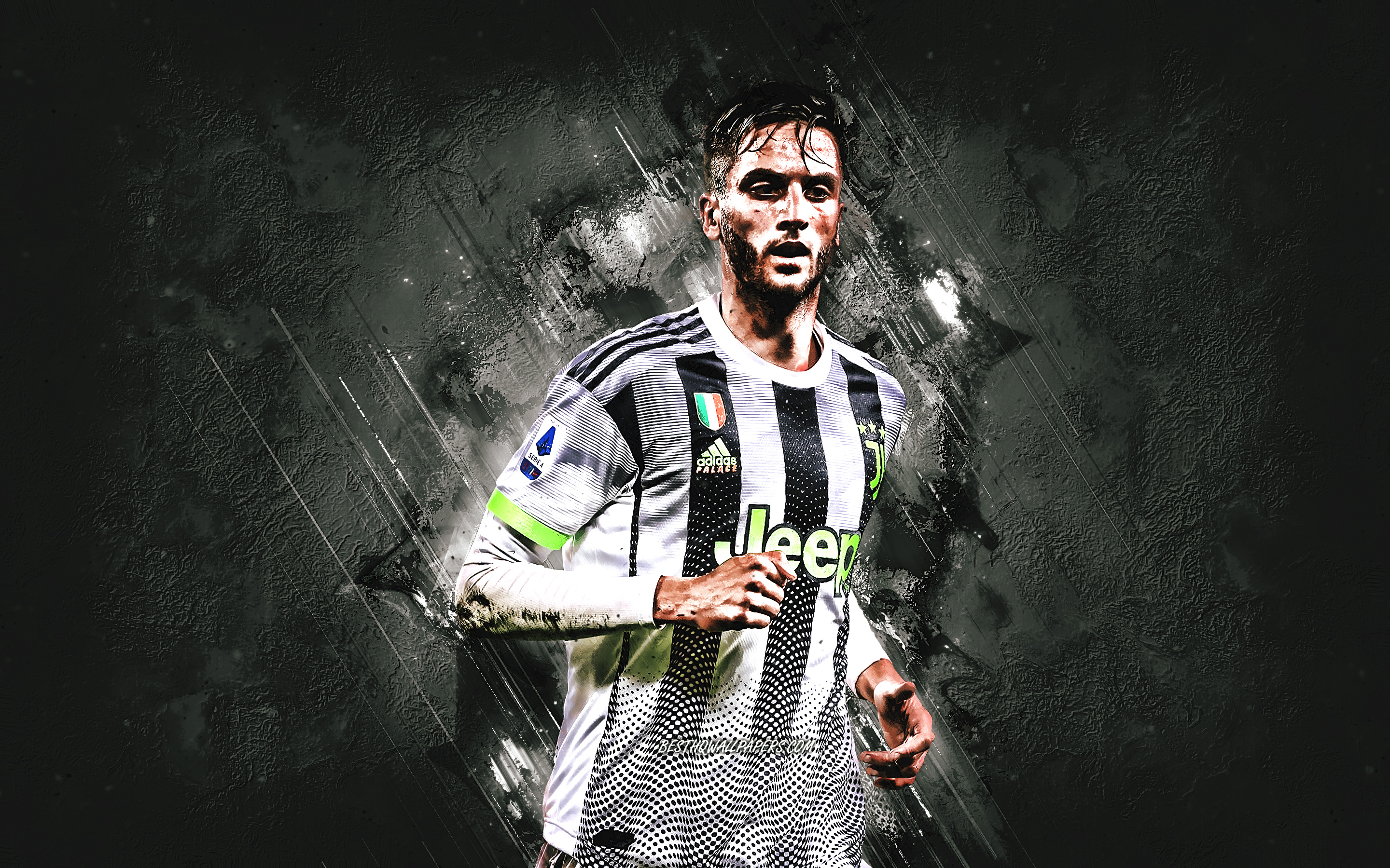 Download wallpaper Rodrigo Bentancur, Juventus FC, Uruguayan footballer, midfielder, portrait, gray stone background, Serie A, Italy, football for desktop with resolution 2880x1800. High Quality HD picture wallpaper