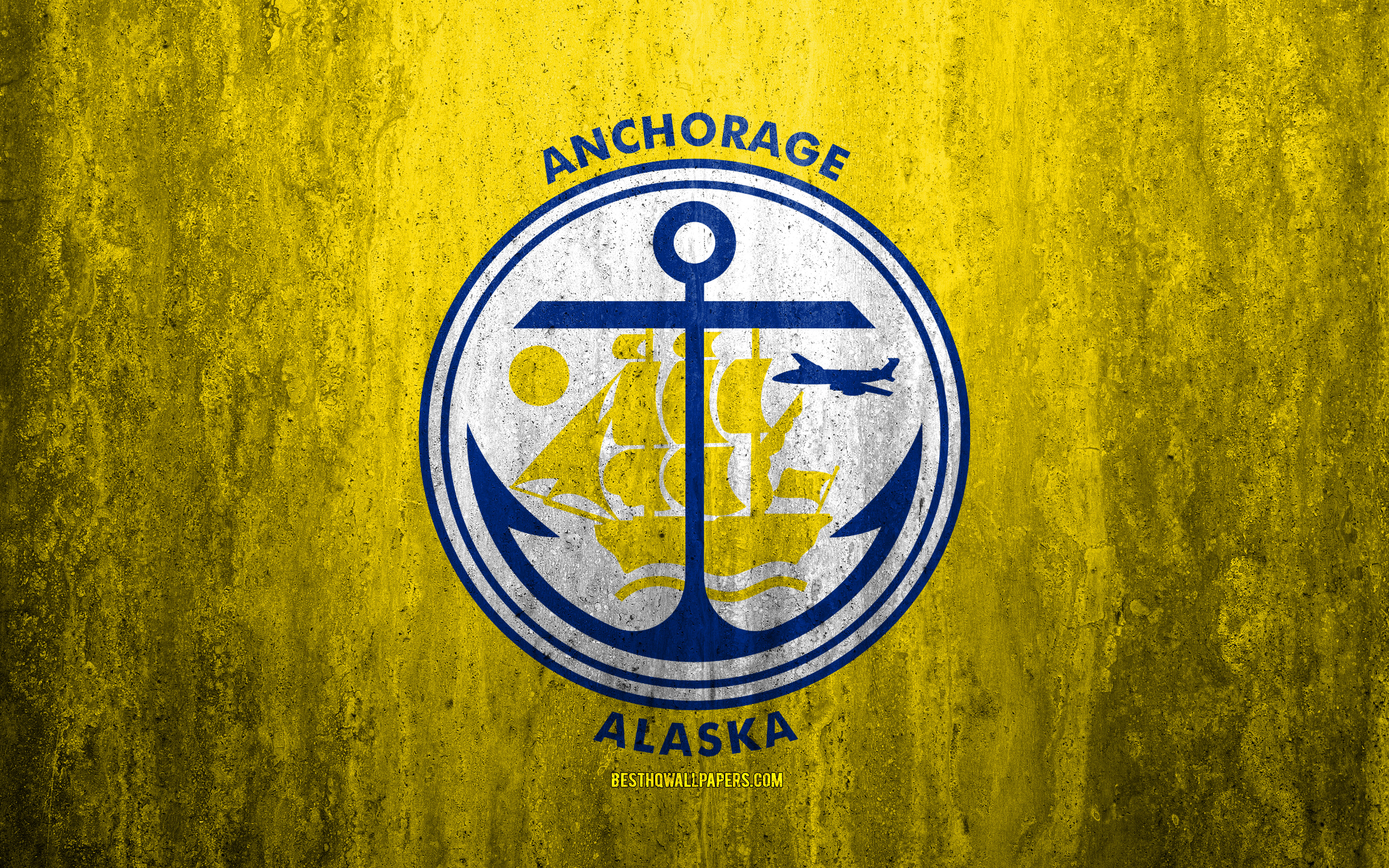 Download wallpaper Flag of Anchorage, Alaska, 4k, stone background, American city, grunge flag, Anchorage, USA, Anchorage flag, grunge art, stone texture, flags of american cities for desktop with resolution 3840x2400. High Quality
