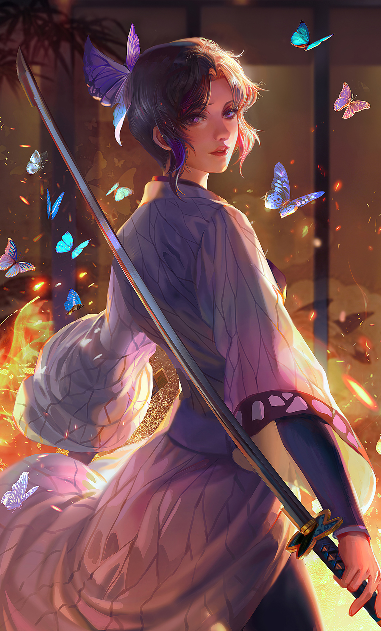 Butterfly On Fire Shinobu Kocho Fan Art iPhone , HD 4k Wallpaper, Image, Background, Photos and Picture