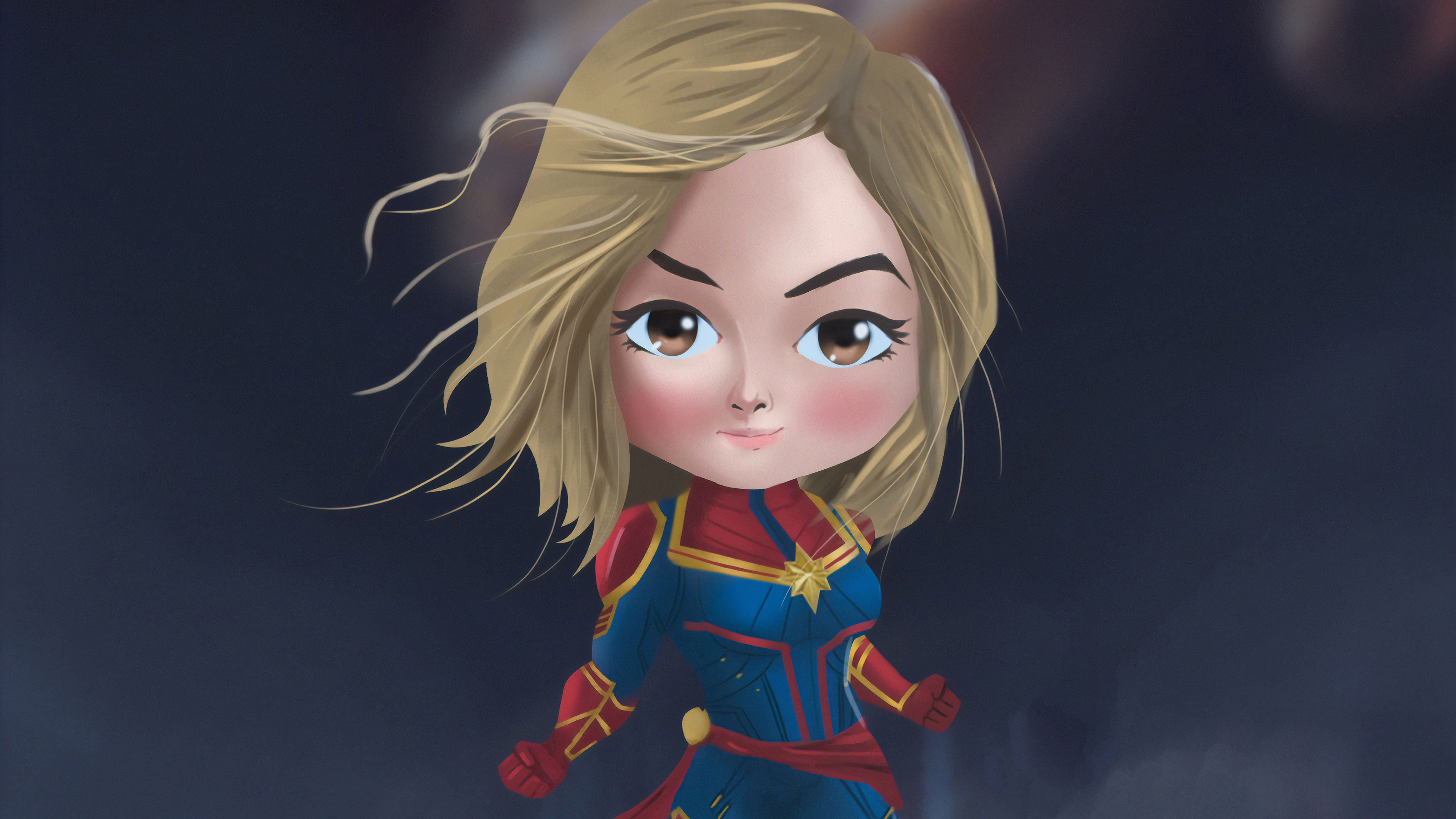Chibi Captain Marvel 4k, HD Superheroes, 4k Wallpaper, Image, Background, Photo and Picture