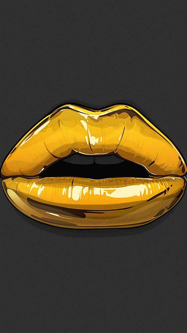 Golden Lips Bling Illustration iPhone 8 Wallpaper Free Download