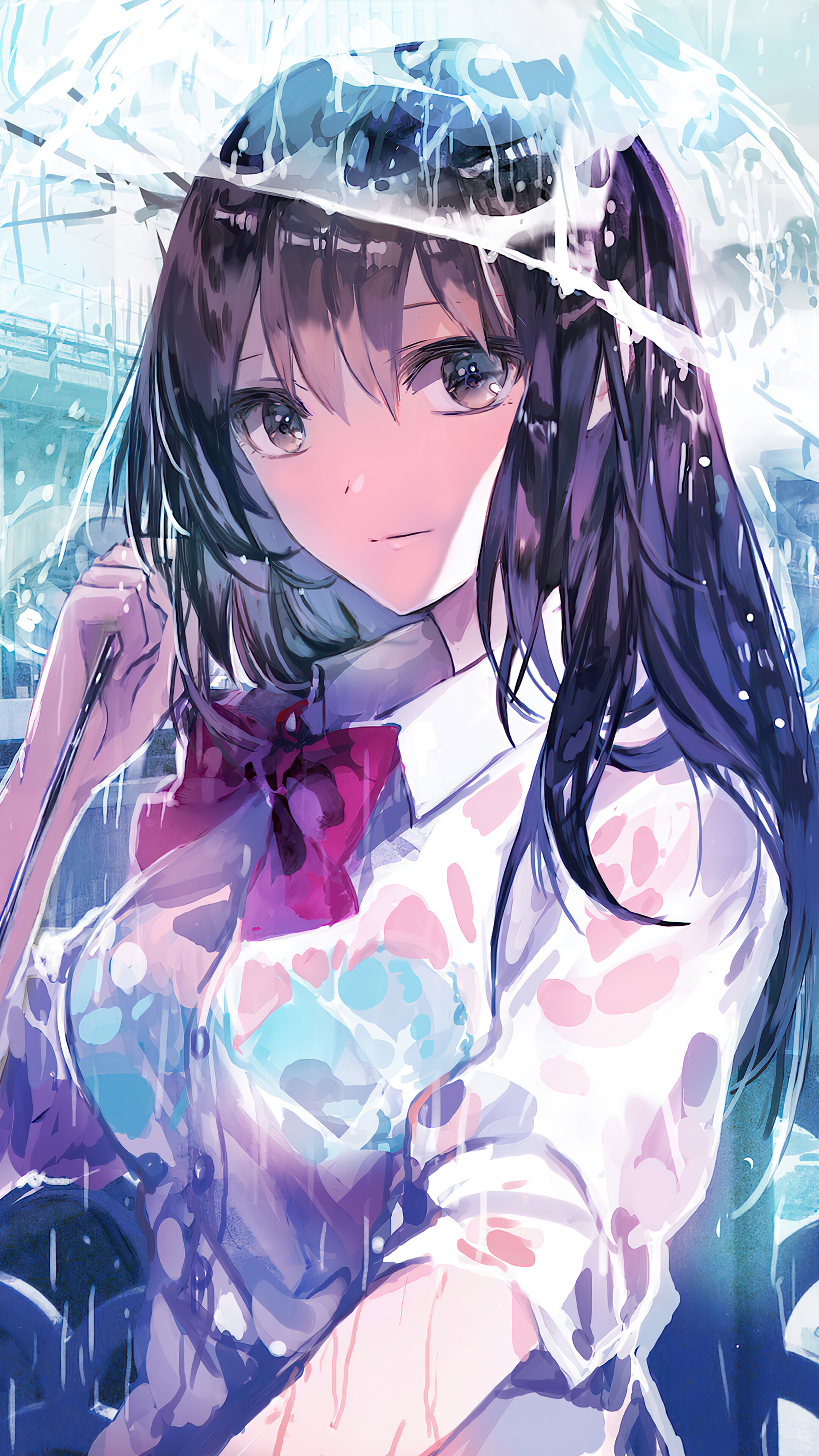 Anime, Girl, Umbrella, Raining, 4K phone HD Wallpaper, Image, Background, Photo and Picture. Mocah HD Wallpaper
