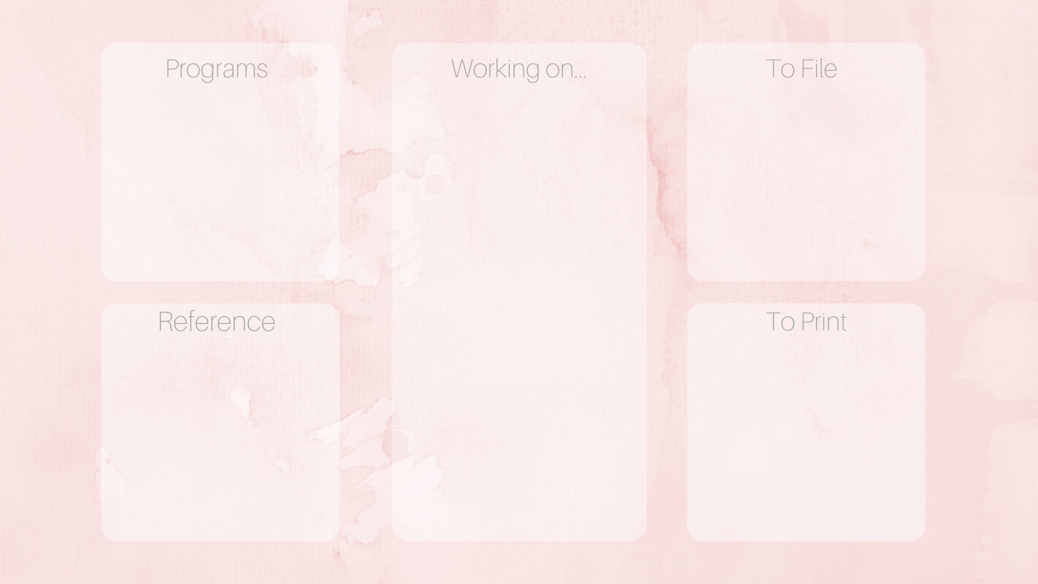 Pink Watercolor Desktop Organizer Wallpaper