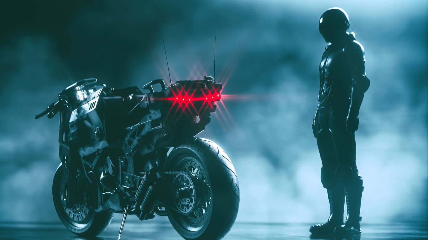 1366x768 Cyberpunk City Girl With Bike 1366x768 Resolution , Backgrounds,  and HD wallpaper