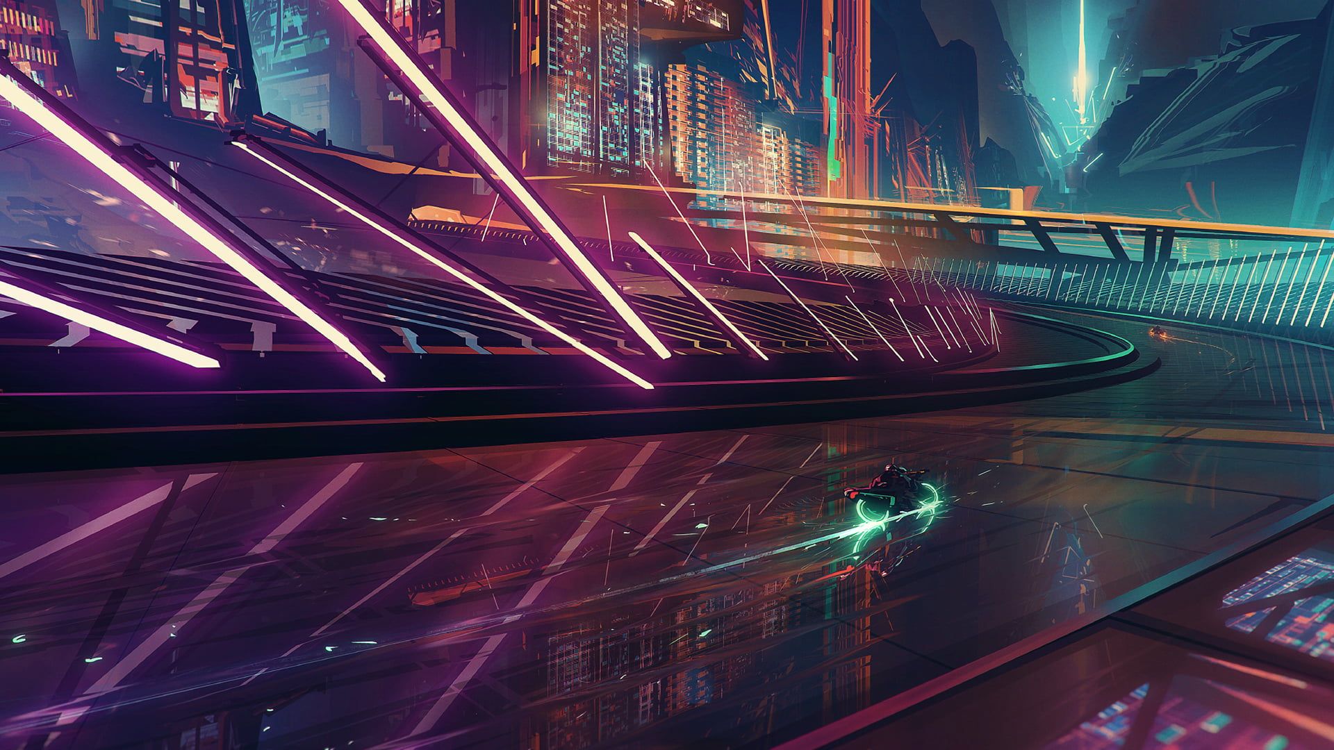 motorcycle wallpaper, time lapse photography of motorcycle on road during nighttime science fiction #cyberpun. Sci fi city, Time lapse photography, Cyberpunk city