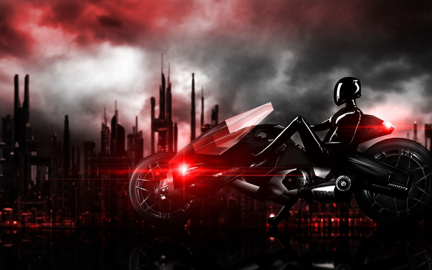 Black sports bike illustration wallpaper, futuristic, cyberpunk, motorcycle • Wallpaper For You HD Wallpaper For Desktop & Mobile