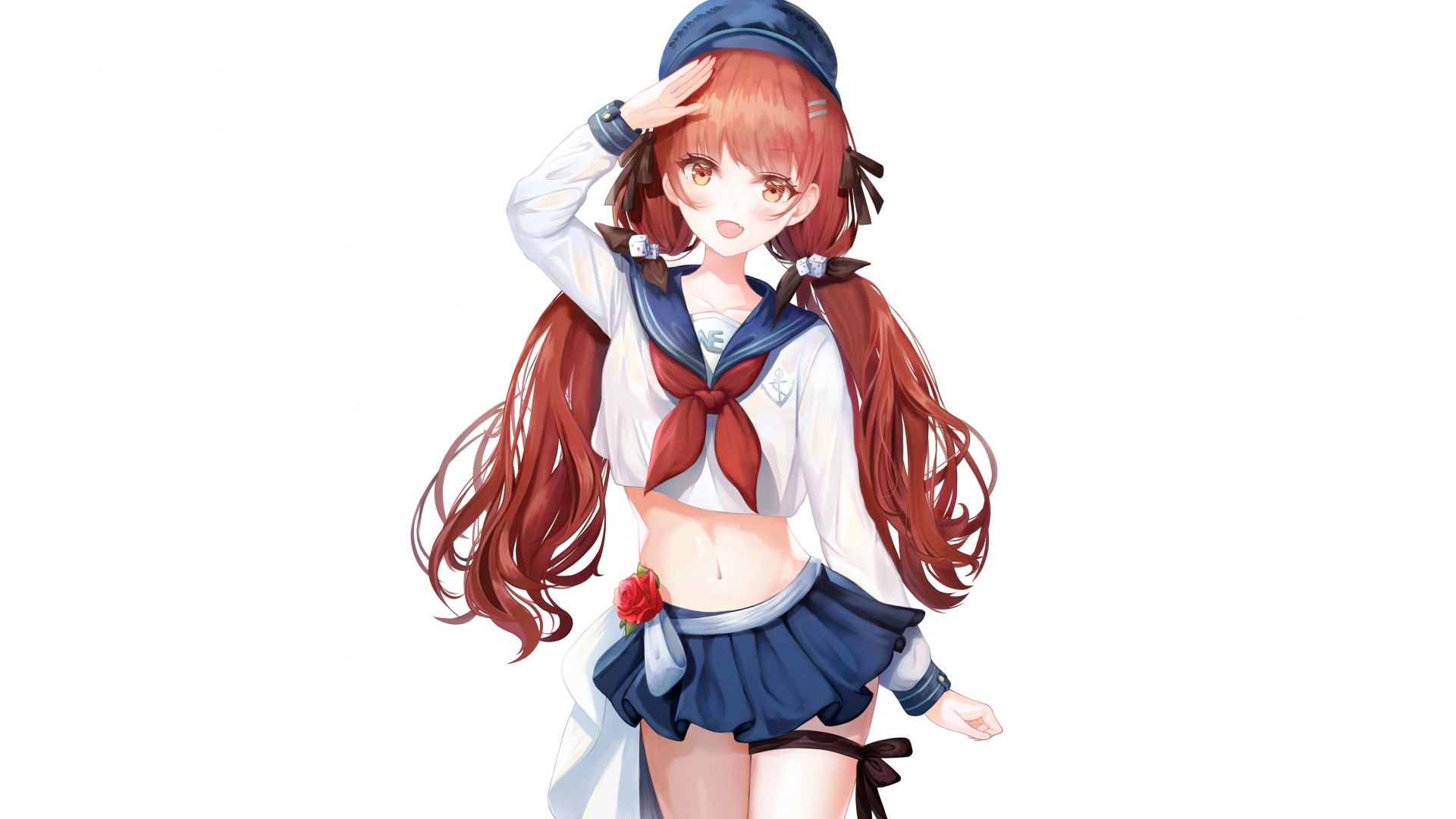 Desktop wallpaper anime girl, long hair, red head, beautiful, HD image, picture, background, 4ba734