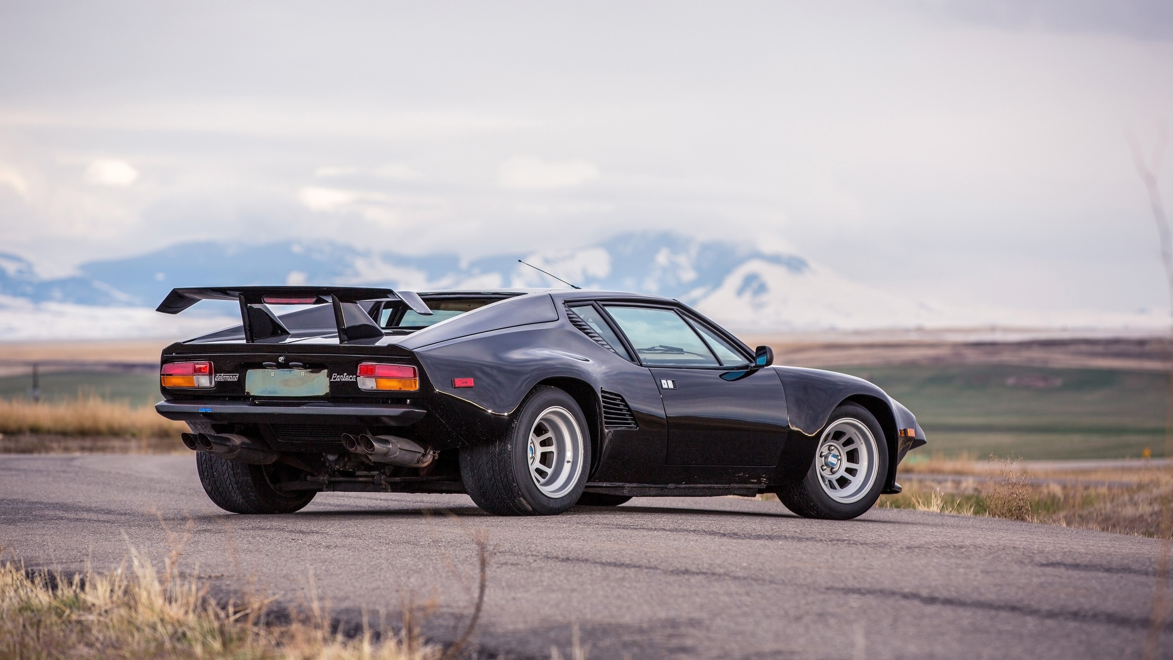 4K, vehicle, car, DeTomaso Pantera, De Tomaso, black cars. Mocah HD Wallpaper
