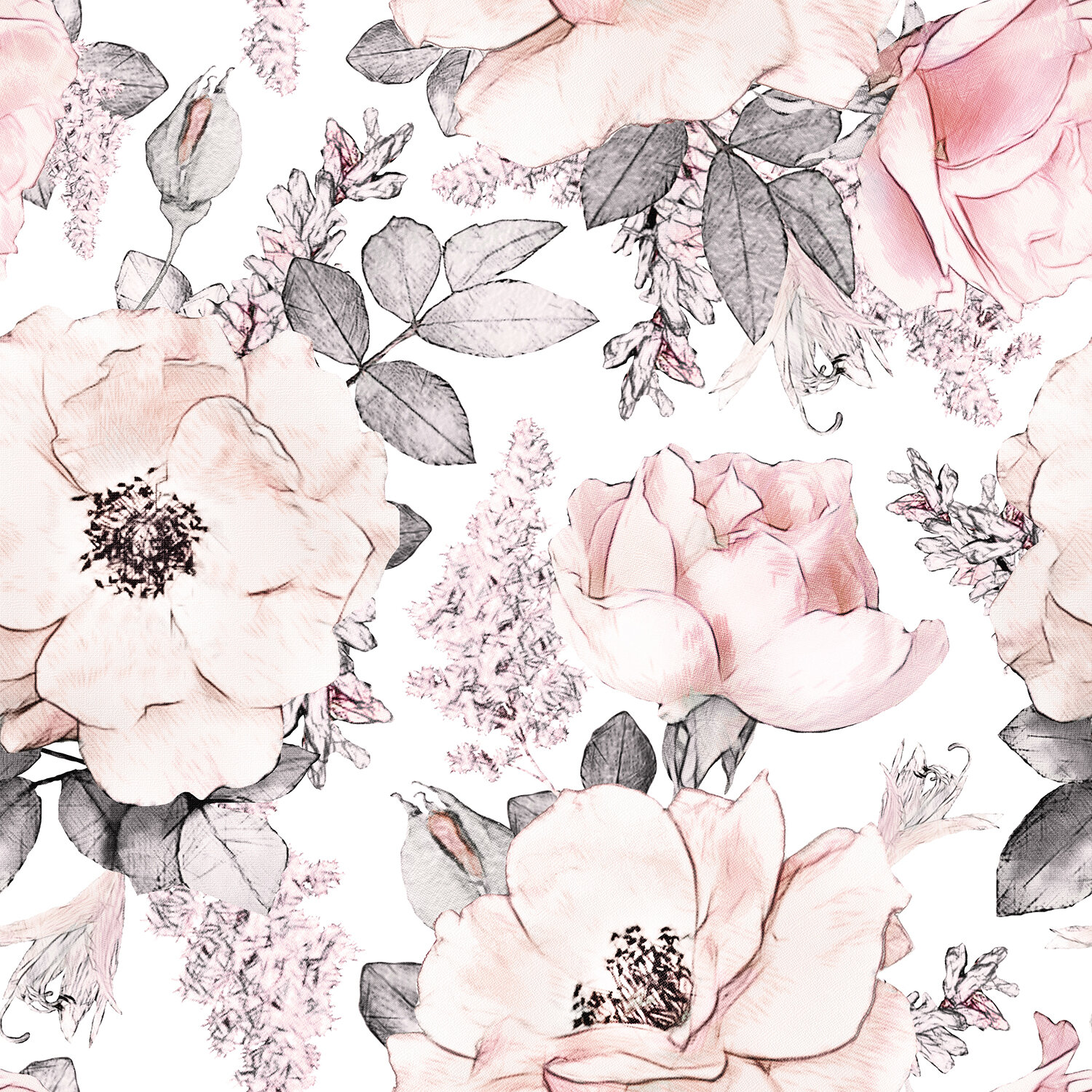 GK Wall Design Soft Pink Rose Flower Pattern Removable Textile Wallpaper & Reviews