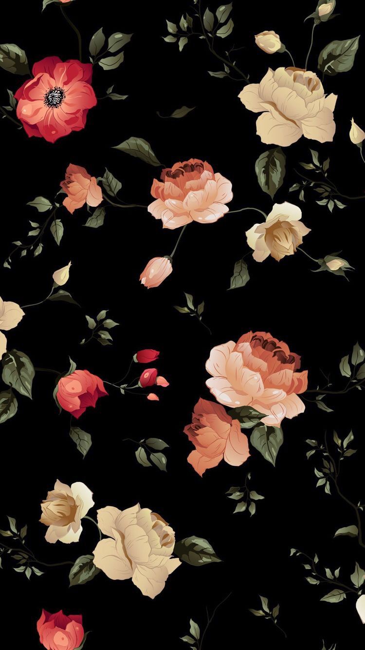 Flower print floral wallpaper. Floral wallpaper iphone, Floral wallpaper, Flower phone wallpaper