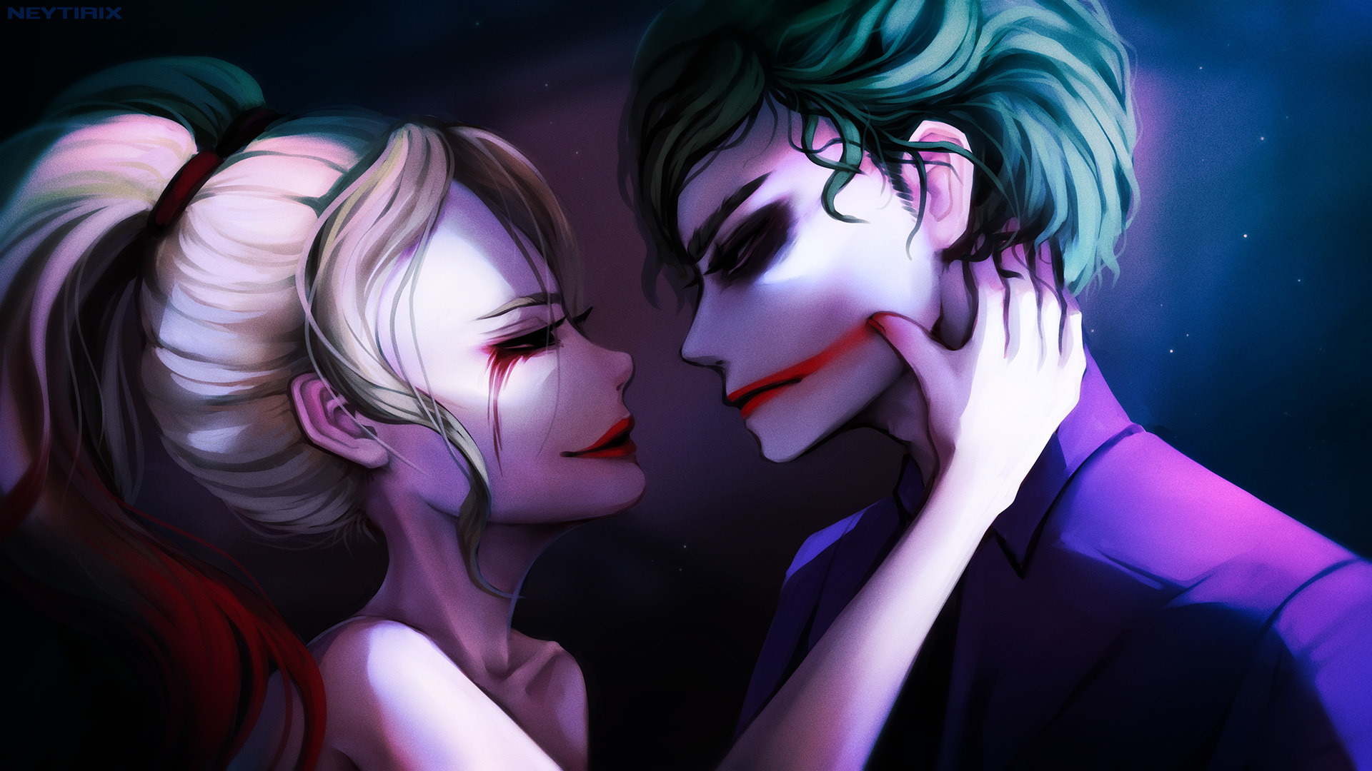 Desktop wallpaper harley quinn, joker, villain, love, valentine, fantasy, couple, HD image, picture, background, 55e50e