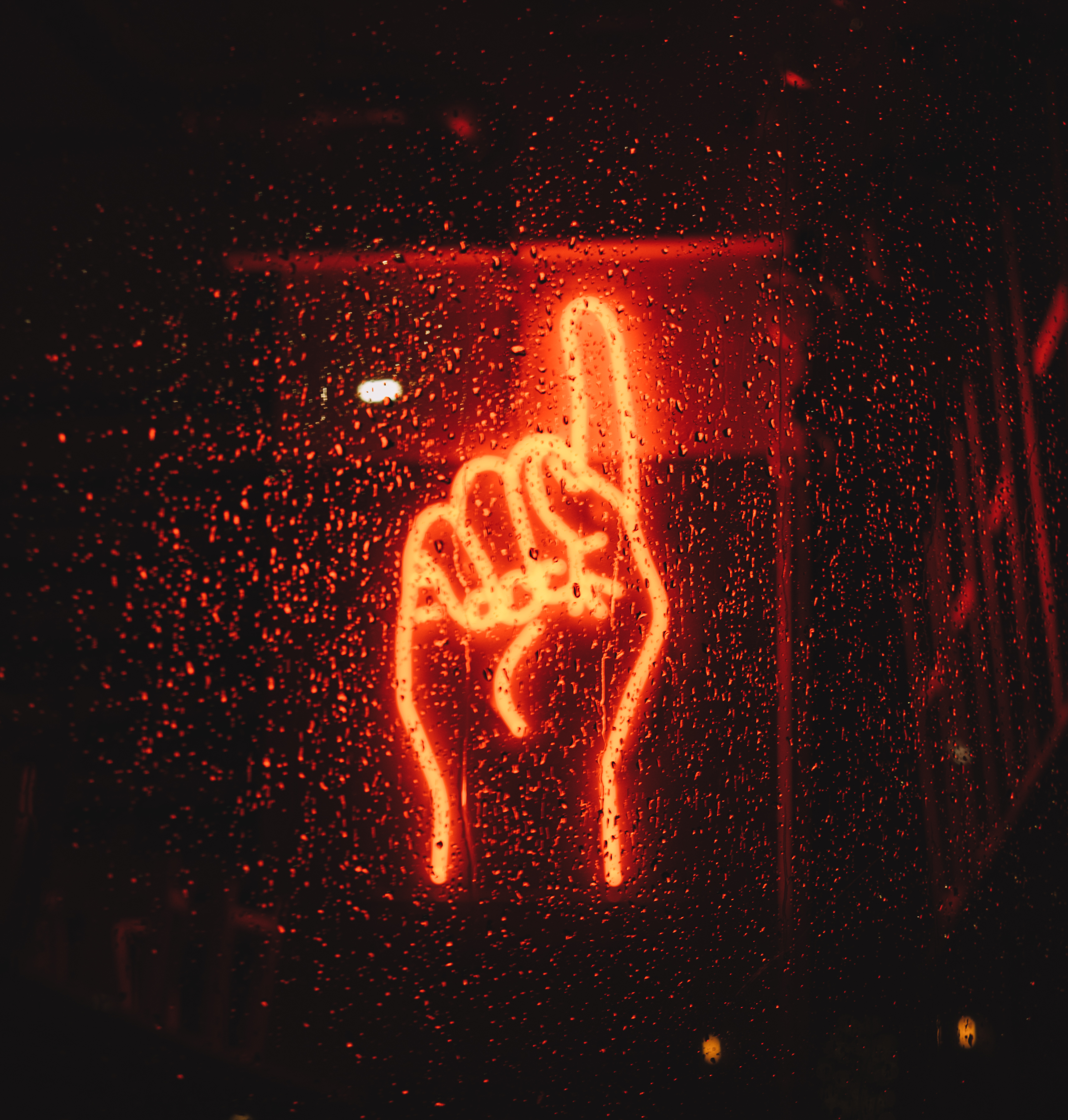 Red Neon Hand Sign · Free