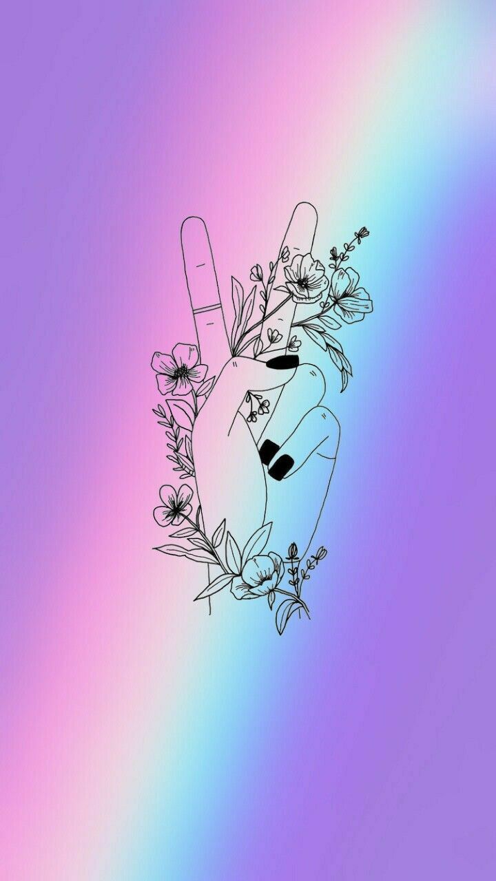 Peace Sign Hand With Flowers