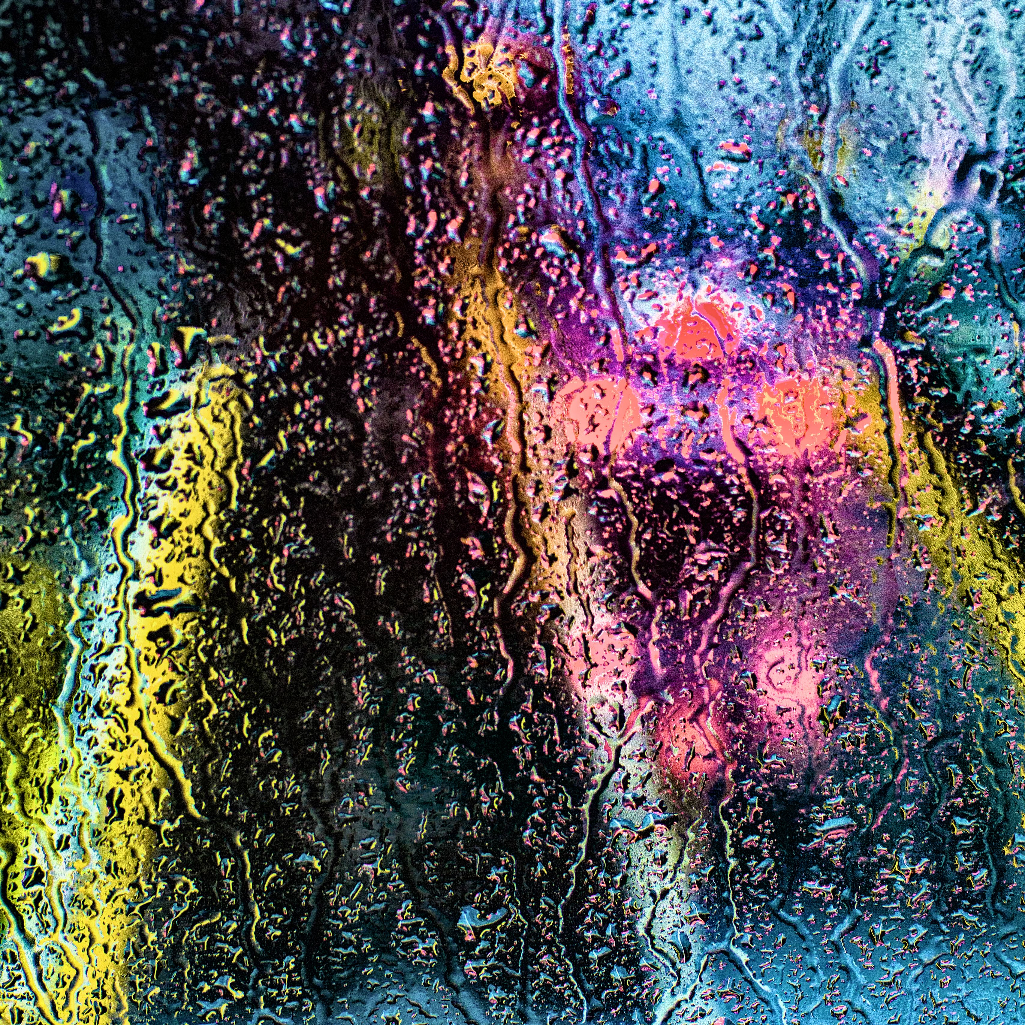 Download wallpaper 3415x3415 drops, rain, colorful, glass ipad pro 12.9 retina for parallax HD background