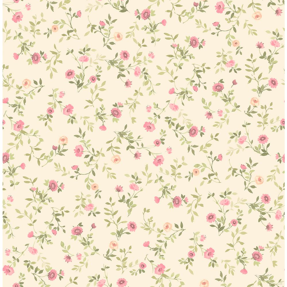 Advantage Catlett Pink Floral Toss Strippable Roll (Covers 56.4 Sq. Ft.) 2814 24966 Home Depot