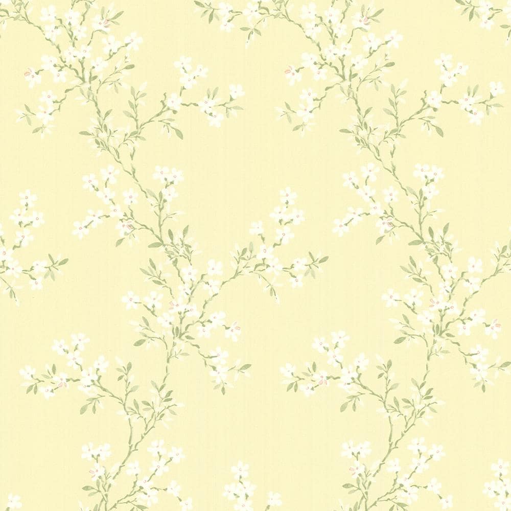 Brewster Claire Yellow Floral Trail Strippable Wallpaper (Covers 56.4 Sq. Ft.) 2704 68762 Home Depot