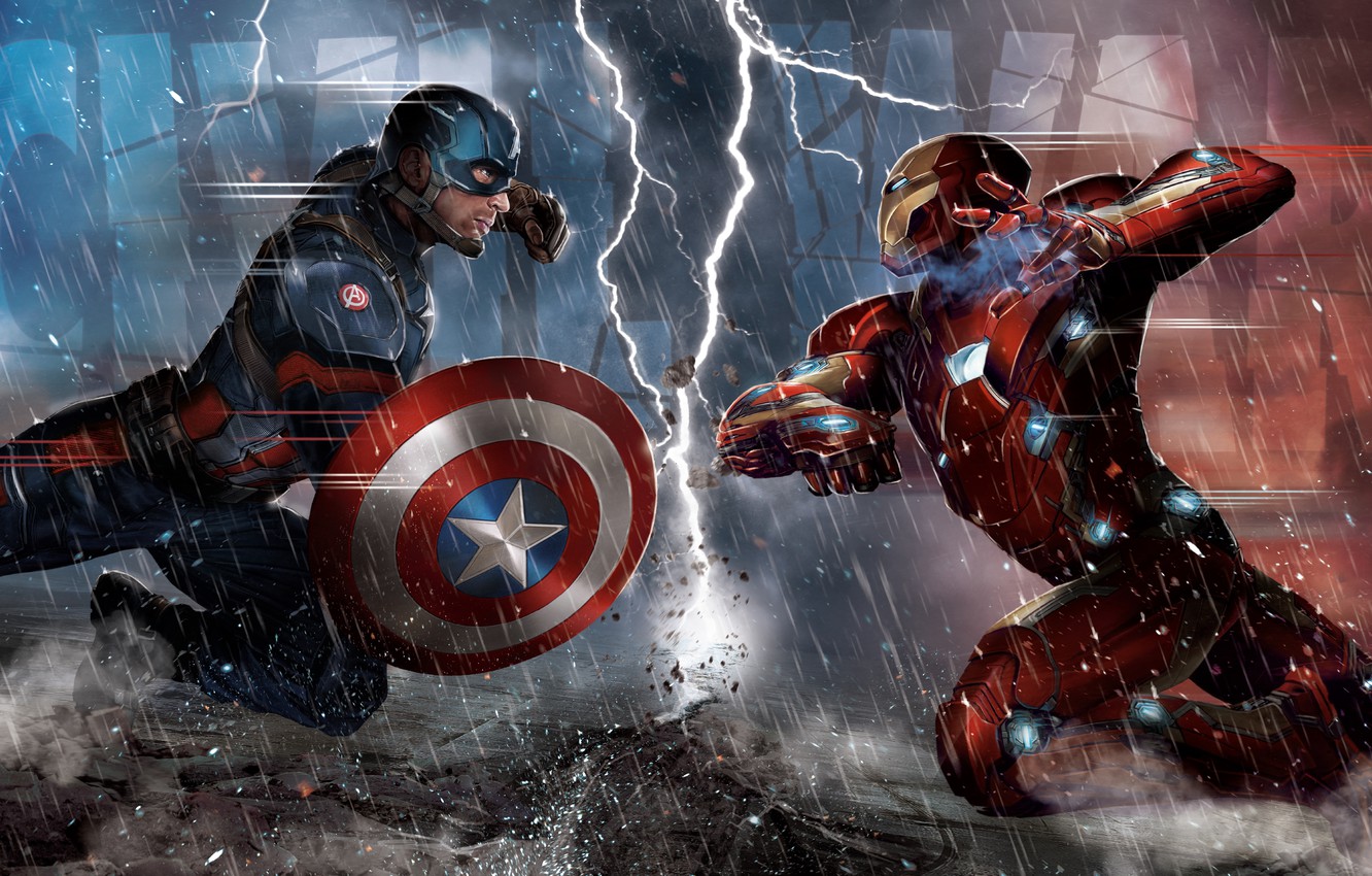Wallpaper Iron Man, Captain America, Chris Evans, Tony Stark, Steve Rogers, Robert Downey, Captain America: Civil War, The first avenger: the Confrontation image for desktop, section фильмы