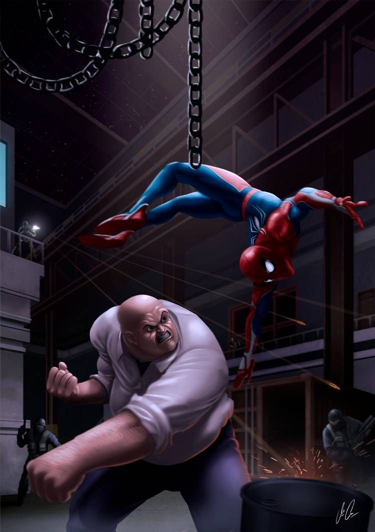 Spider Man VS Kingpin. Marvel Superhero Posters, Marvel Spiderman, Man Vs