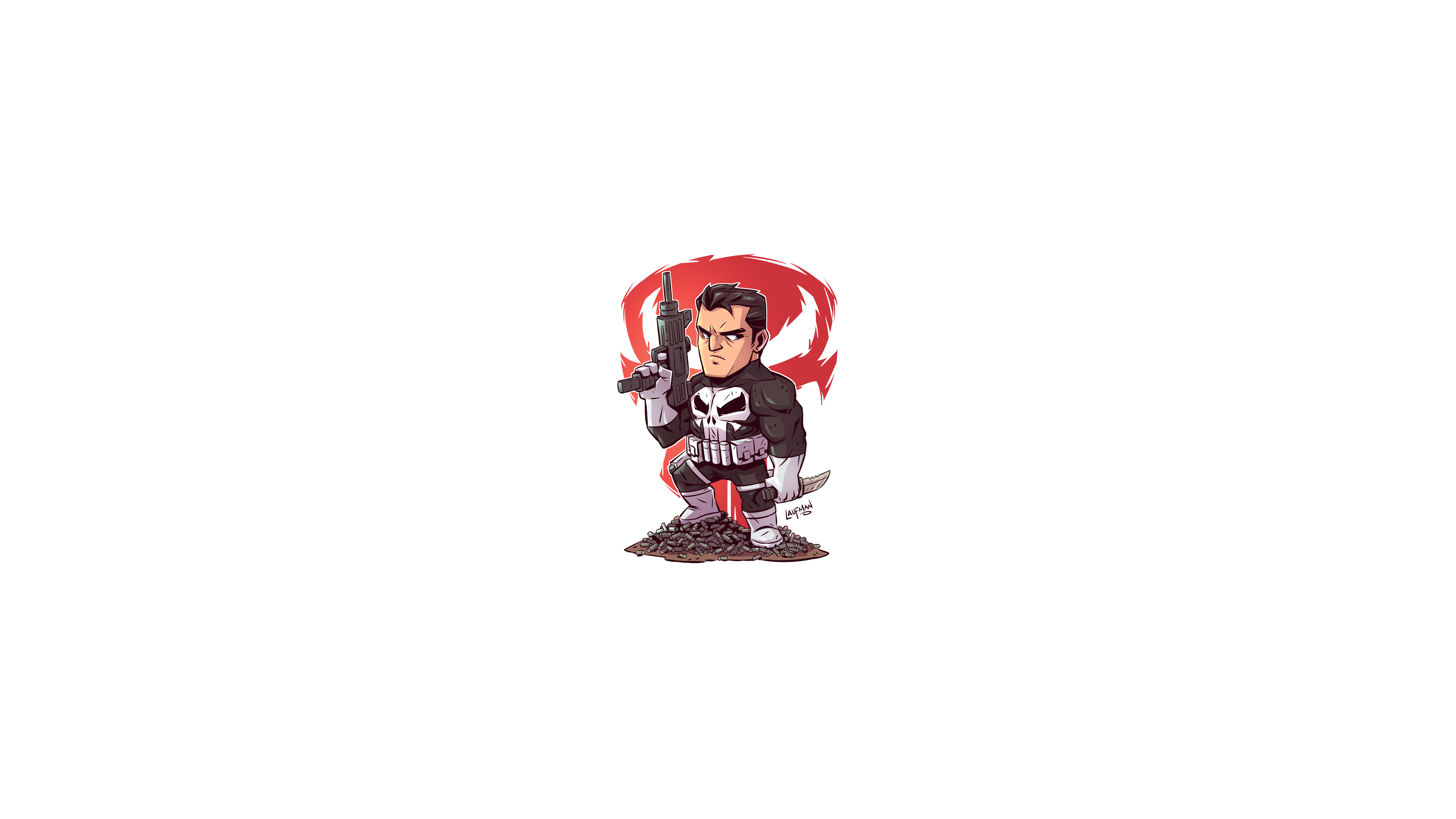Marvel Cinematic Universe Chibi Minimalism Punisher The Punisher Marvel Comics Marvel Heroes Marvel Super Heroes Derek Laufman MCU 3840x2160 UHD Wallpaper. Walldump HD and UHD Wallpaper