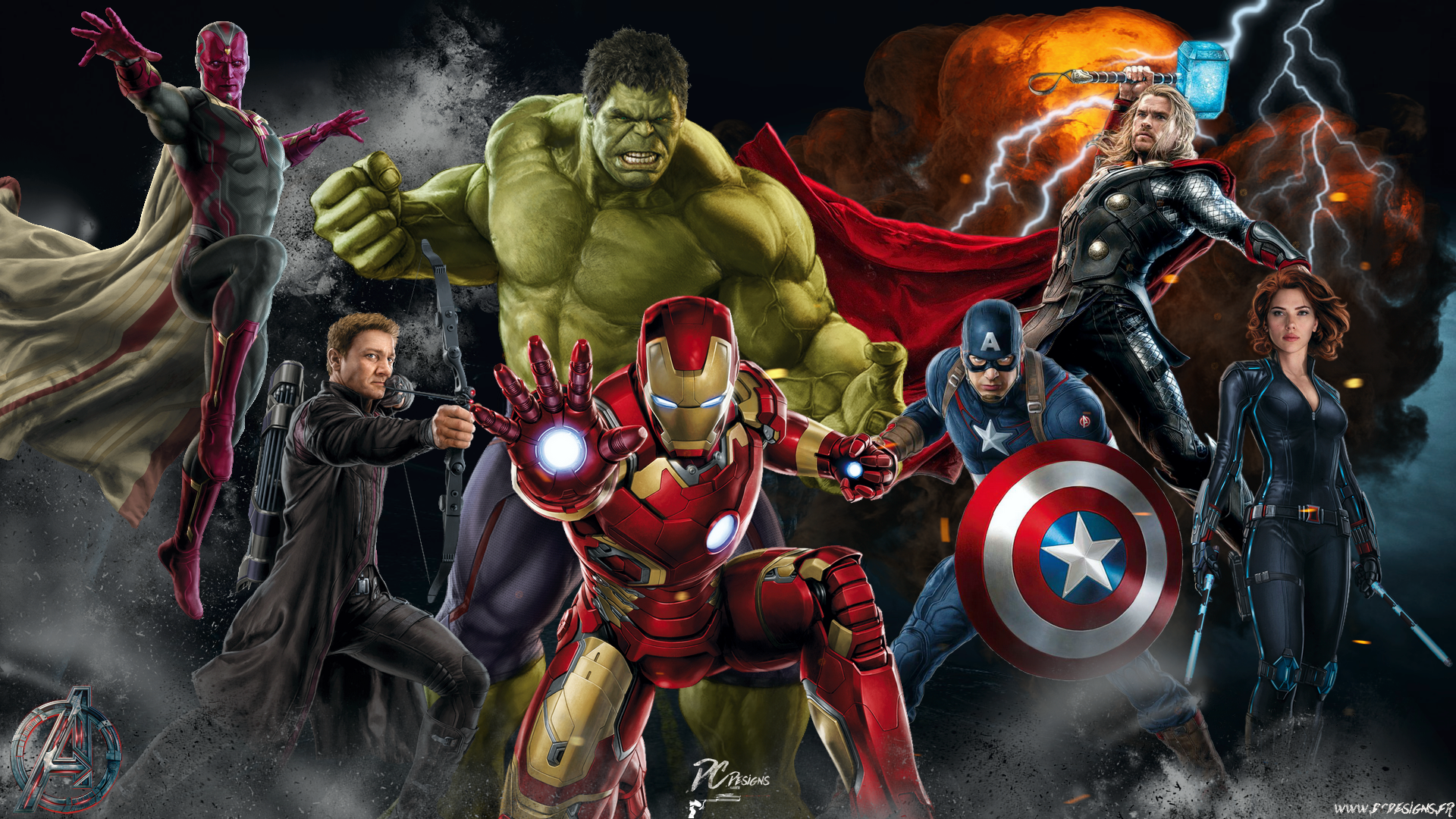 Wallpaper / Marvel Cinematic Universe, Marvel Comics, Iron Man, Thor, Hulk, Vision, Captain America, Black Widow, Hawkeye, Avengers: Age of Ultron, The Avengers