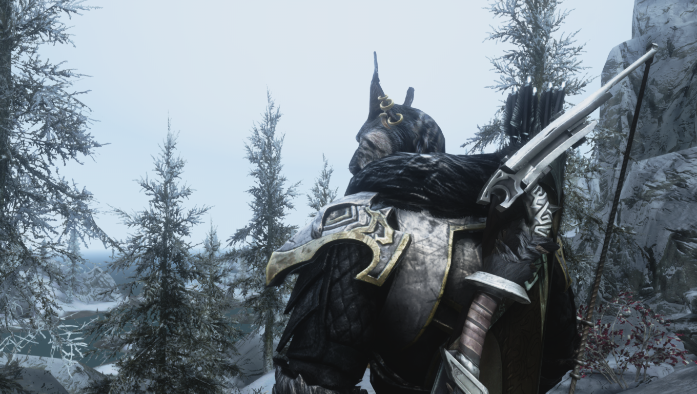 Wallpaper, video games, winter, The Elder Scrolls V Skyrim, Khajiit, screenshot 1360x768