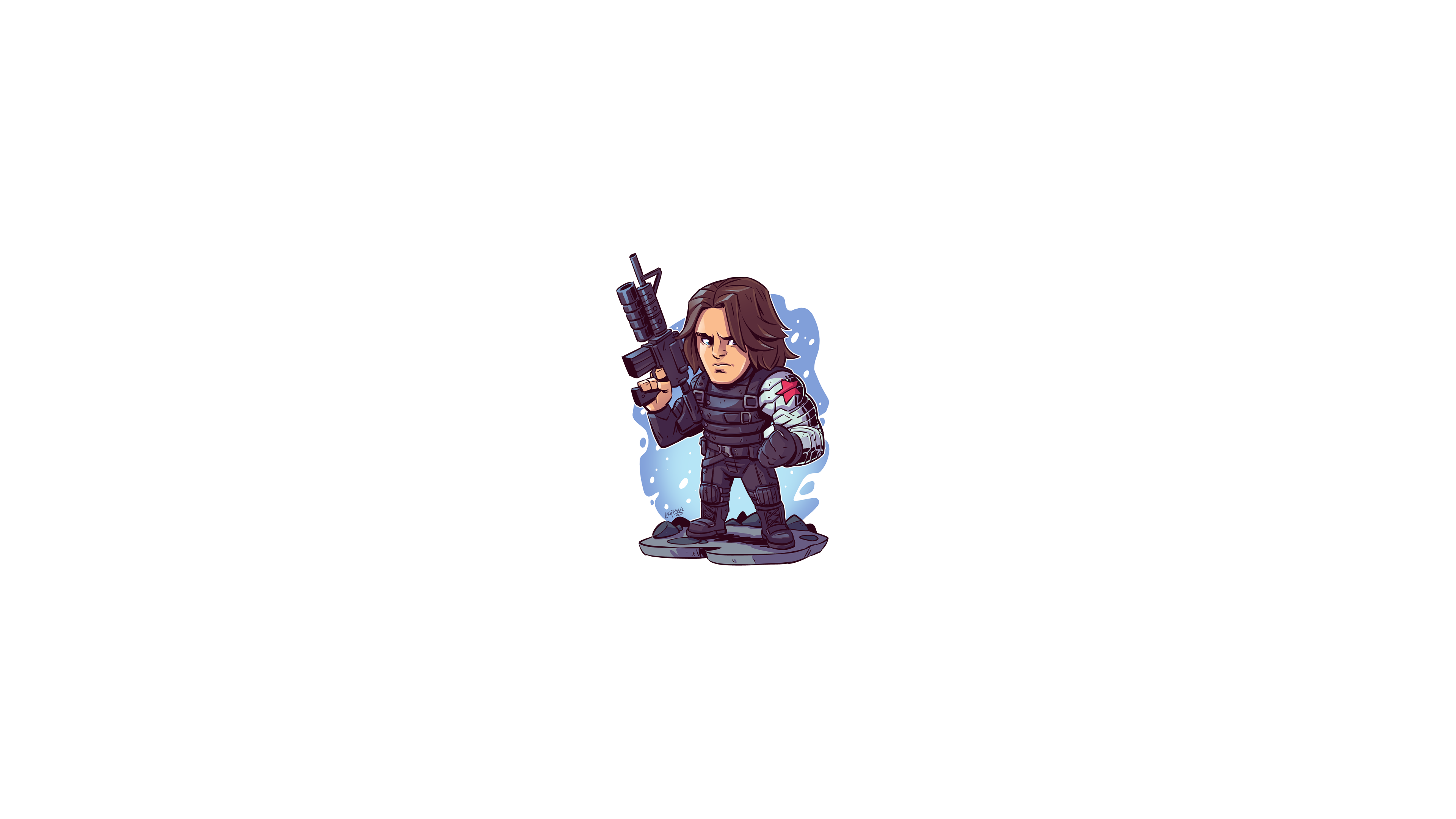 4K, Marvel Comics, Derek Laufman, minimalism, chibi, Marvel Super Heroes, Captain America: The Winter Soldier, Bucky Barnes, Marvel Cinematic Universe, Marvel Heroes. Mocah HD Wallpaper