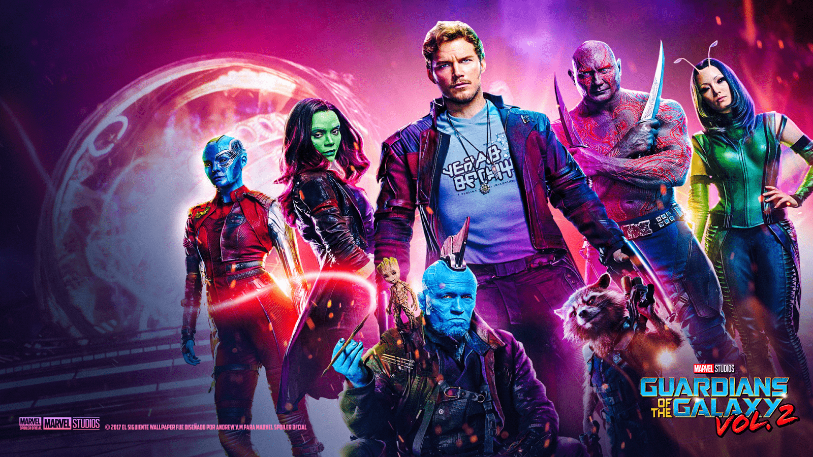 Wallpaper, Marvel Cinematic Universe, Guardians of the Galaxy, Guardians of the Galaxy Vol 2, Nebula Marvel, Gamora, Star Lord, Baby Groot, Yondu Udonta, Rocket Raccoon, Drax the Destroyer, Mantis Marvel 1600x900