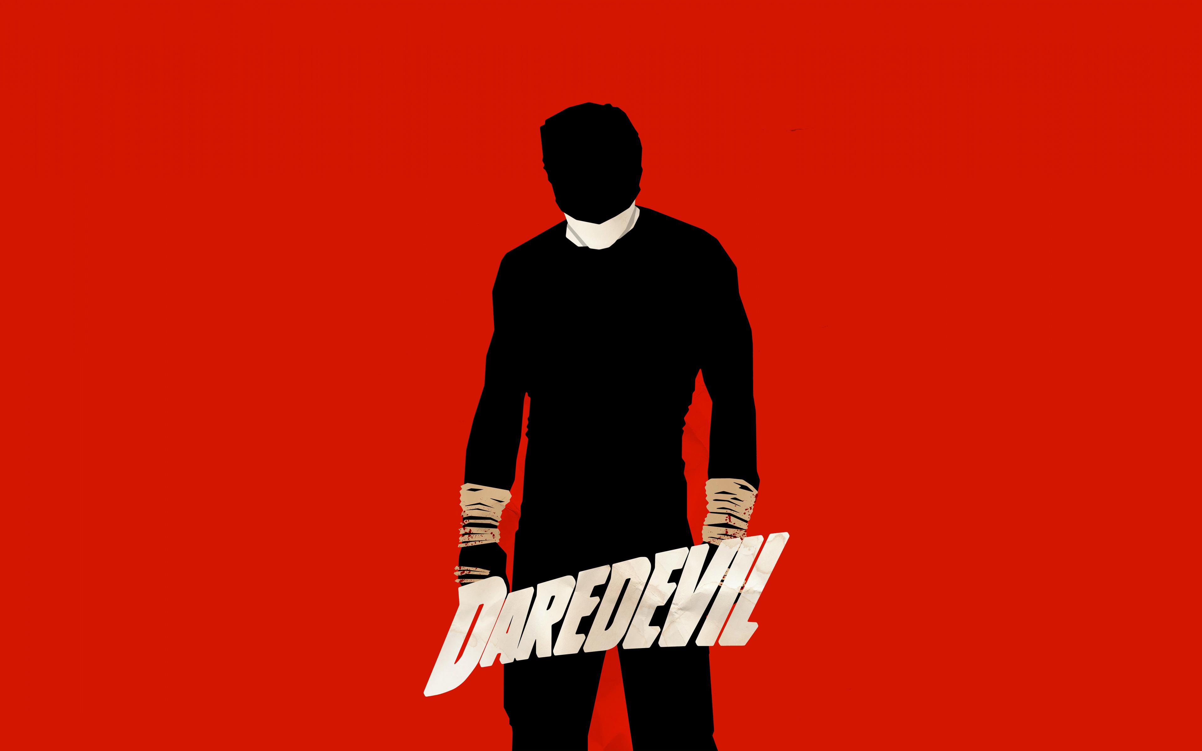 Daredevil Marvel Comics Marvel Cinematic Universe Marvel Super Heroes MCU Marvel Heroes The Devil Of Hell&;s Kitchen Minimalism Red Background 3840x2400 UHD Wallpaper. Walldump HD and UHD Wallpaper