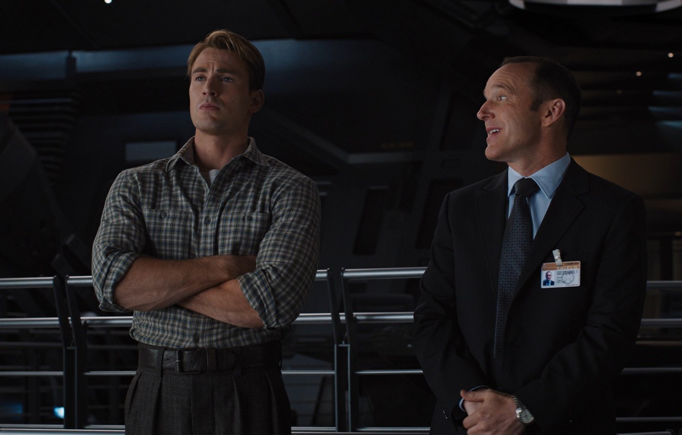 Wallpaper team, agent, Marvel, Captain America, superheroes, Chris Evans, The Avengers, The Avengers, S. H. I. E. L. D, Shield, Marvel, the organization, Steve Rogers, Phil Coulson, Clark Gregg image for desktop, section фильмы