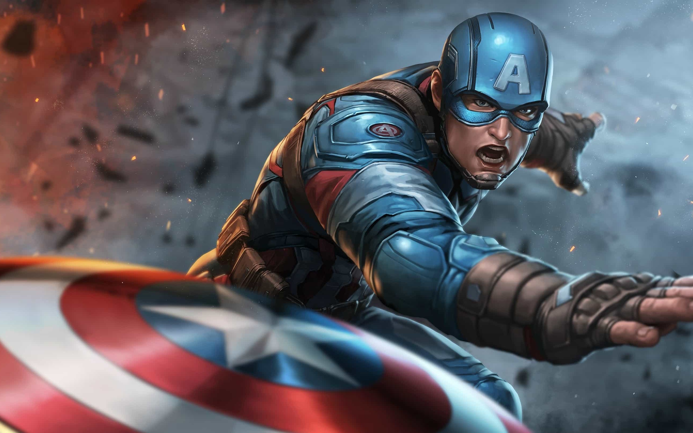 Captain America Shield Marvel Comics Marvel Cinematic Universe The Avengers Wallpaper:2880x1800