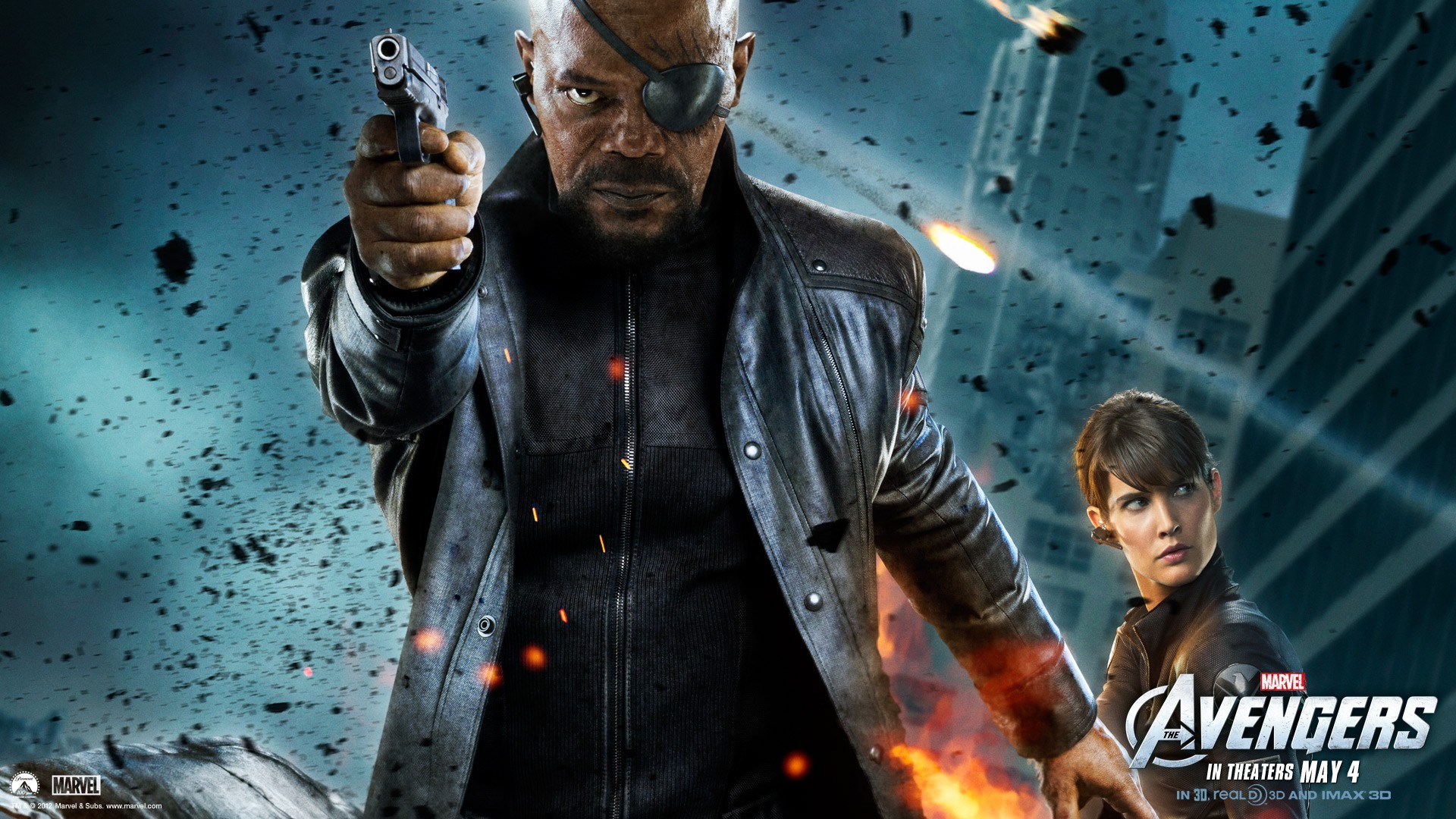 Wallpaper, movies, The Avengers, Marvel Cinematic Universe, Samuel L Jackson, Nick Fury, Cobie Smulders, Maria Hill, screenshot, special effects, pc game, action film 1920x1080