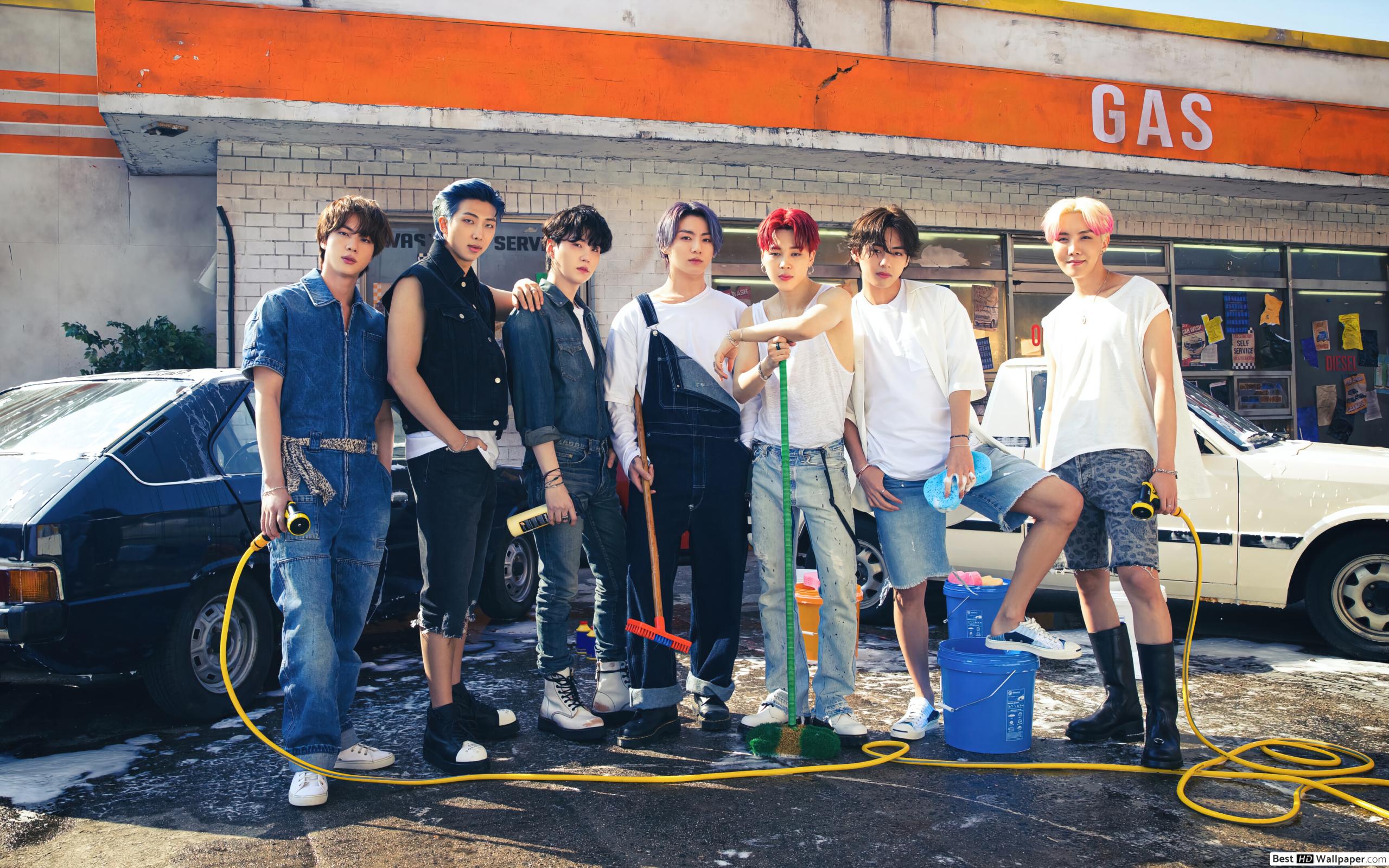 BTS Members in Car Wash Photohoot for 'Butter' MV (2021) HD wallpaper download