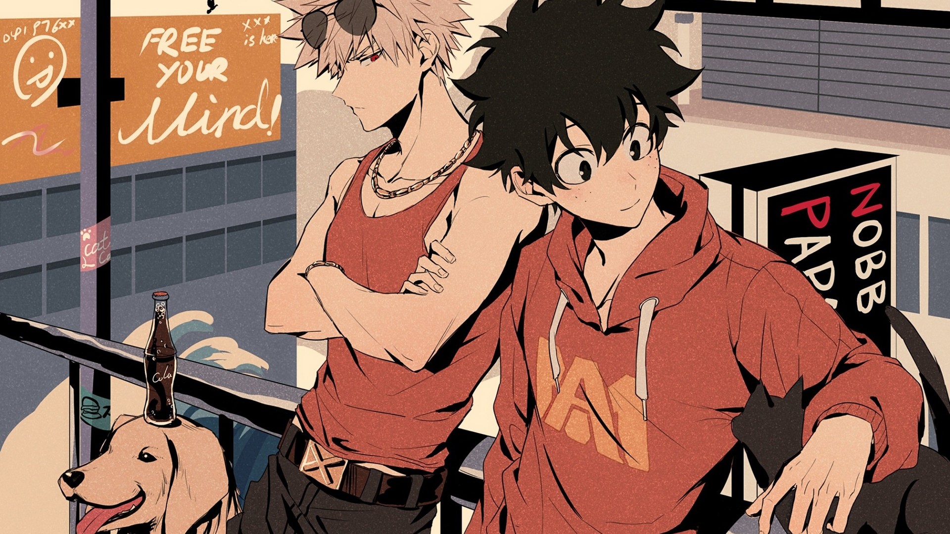 Izuku Midoriya Katsuki Bakugou In Brown Dress HD My Hero Academia Wallpaper
