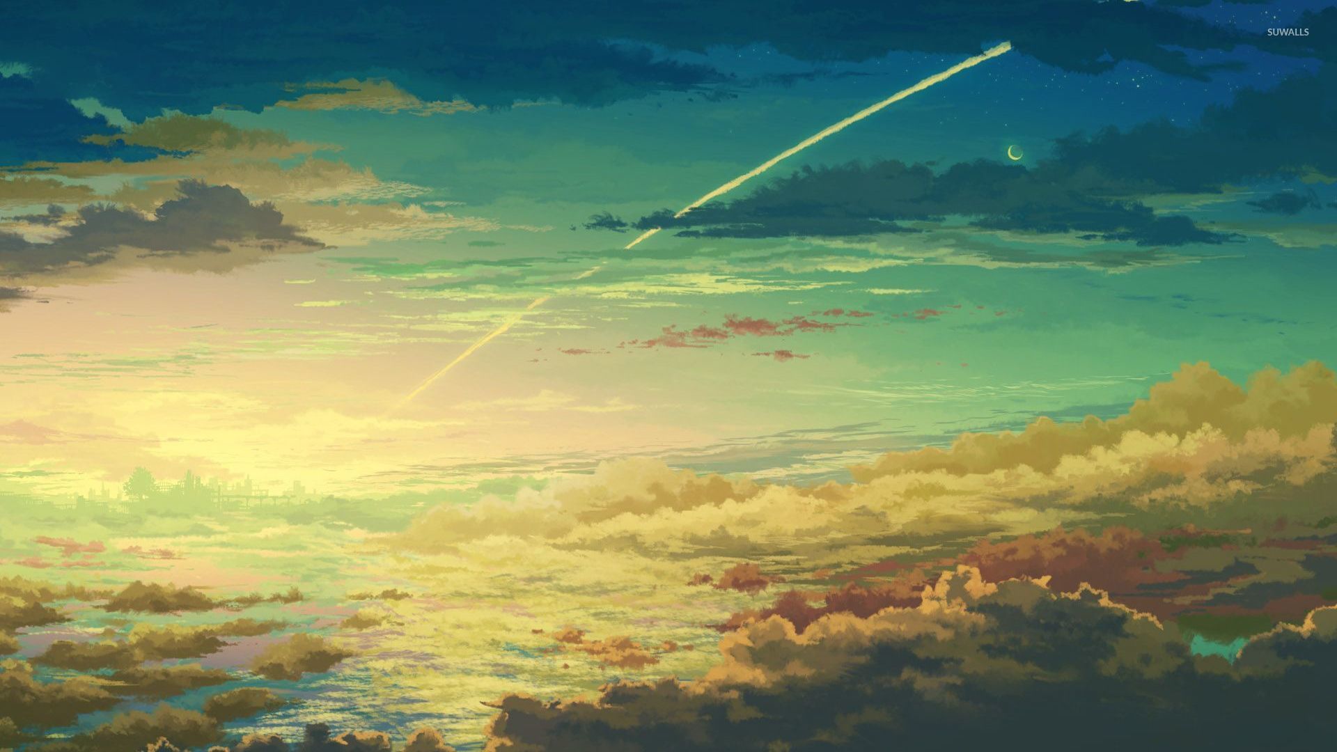 Free download Dusk sky wallpaper Anime wallpaper 30652 [1920x1080] for your Desktop, Mobile & Tablet. Explore Anime Sky Wallpaper. Anime Sky Wallpaper, Sky Wallpaper, Sky Background