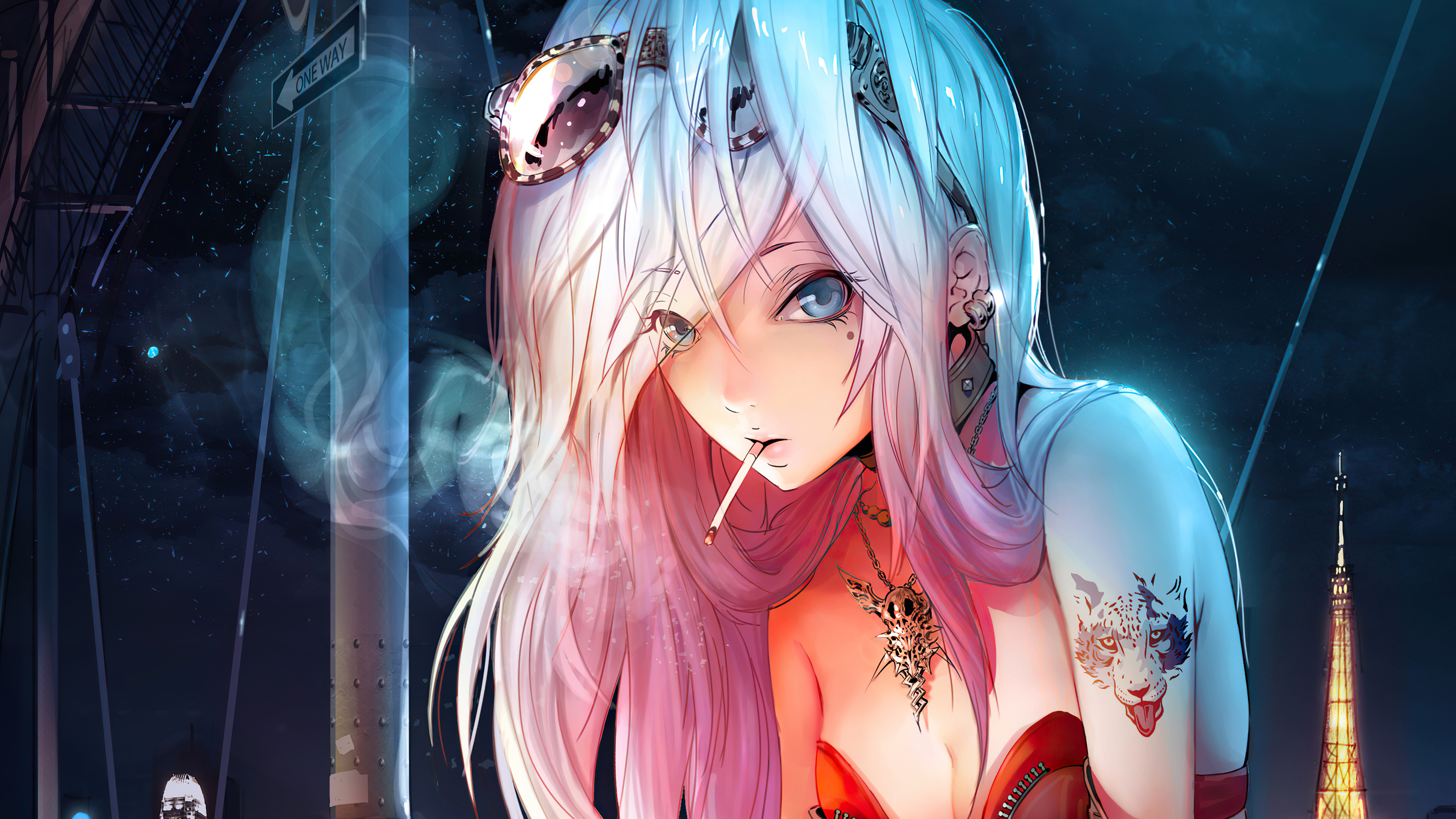 Anime Girl smoking Wallpaper 4k Ultra HD