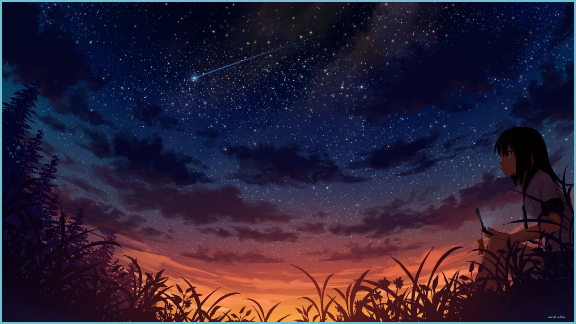 Starry Sky Wallpaper Scenery Wallpaper, Sky Anime, Anime Scenery Sky Wallpaper