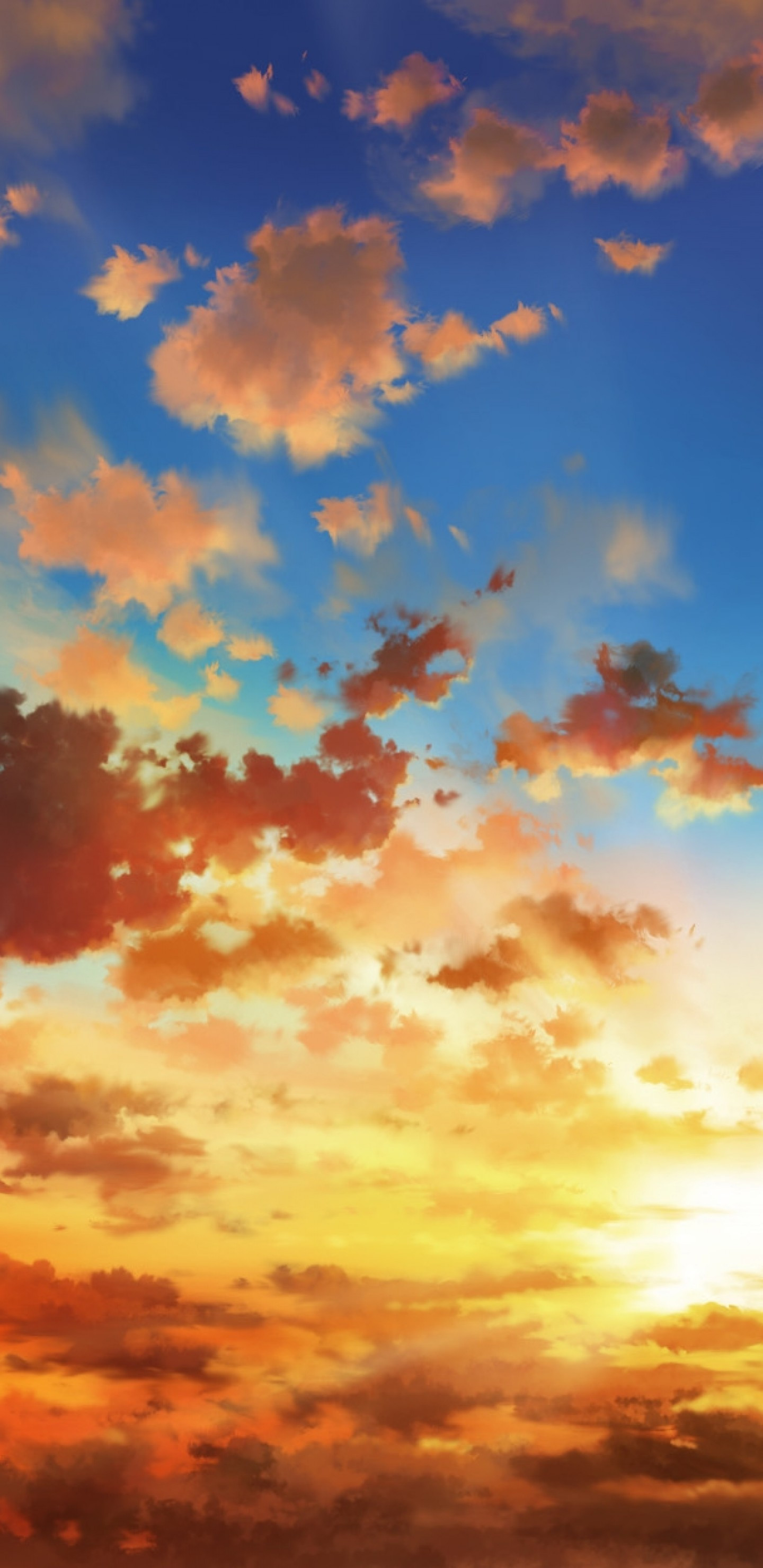 Download 1440x2960 Anime Landscape, Sunset, Clouds, Sky Wallpaper for Samsung Galaxy S Note S S8+, Google Pixel 3 XL