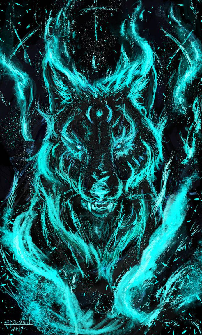 Blue Flame Galaxy Blue Wolf Wallpaper