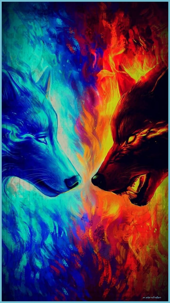 Rainbow Fire Wolf Wallpaper Galaxy Wolf Wallpaper