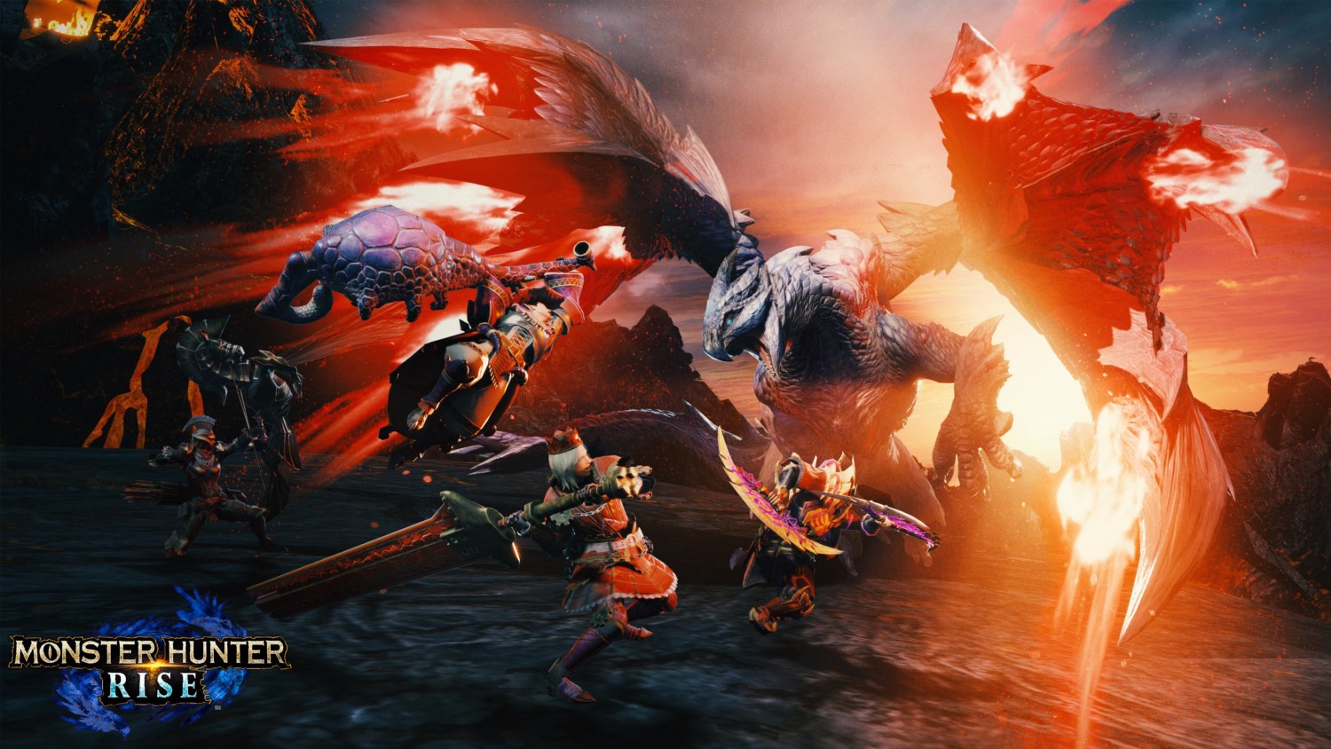 Capcom Shares Wallpaper Set For Monster Hunter Rise's Crimson Glow Valstrax